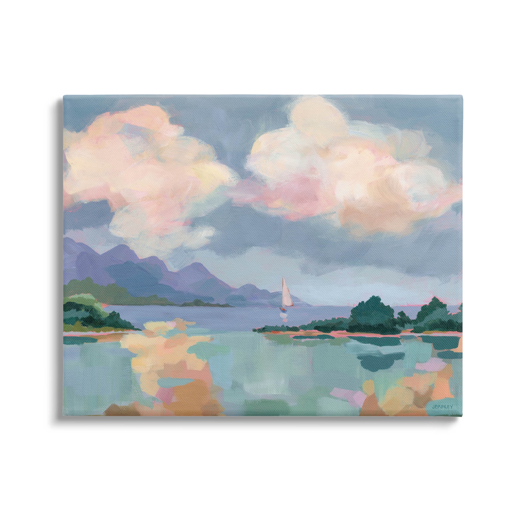 Escape Peaceful Bay Landscape 20" x 16" Canvas Print with Wooden Frame