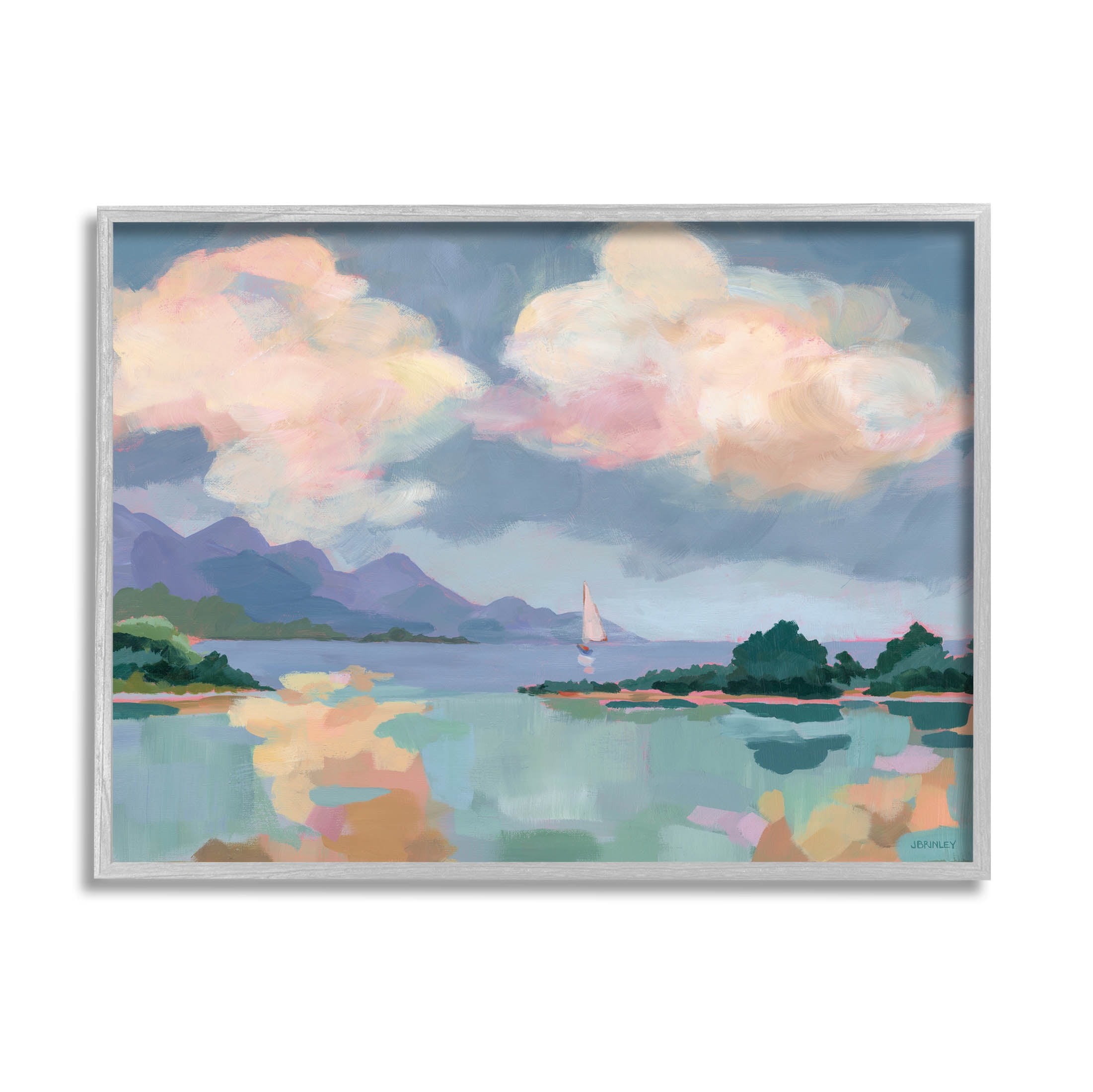 Stupell Industries Escape Peaceful Bay Landscape Painting Gray Framed Art Print Wall Art, Design by Brinley Designs