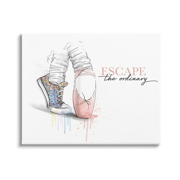 Stupell Industries Escape The Ordinary Ballet Shoe Graphic Art Gallery Wrapped Canvas Print Wall Art, Design by Alison Petrie