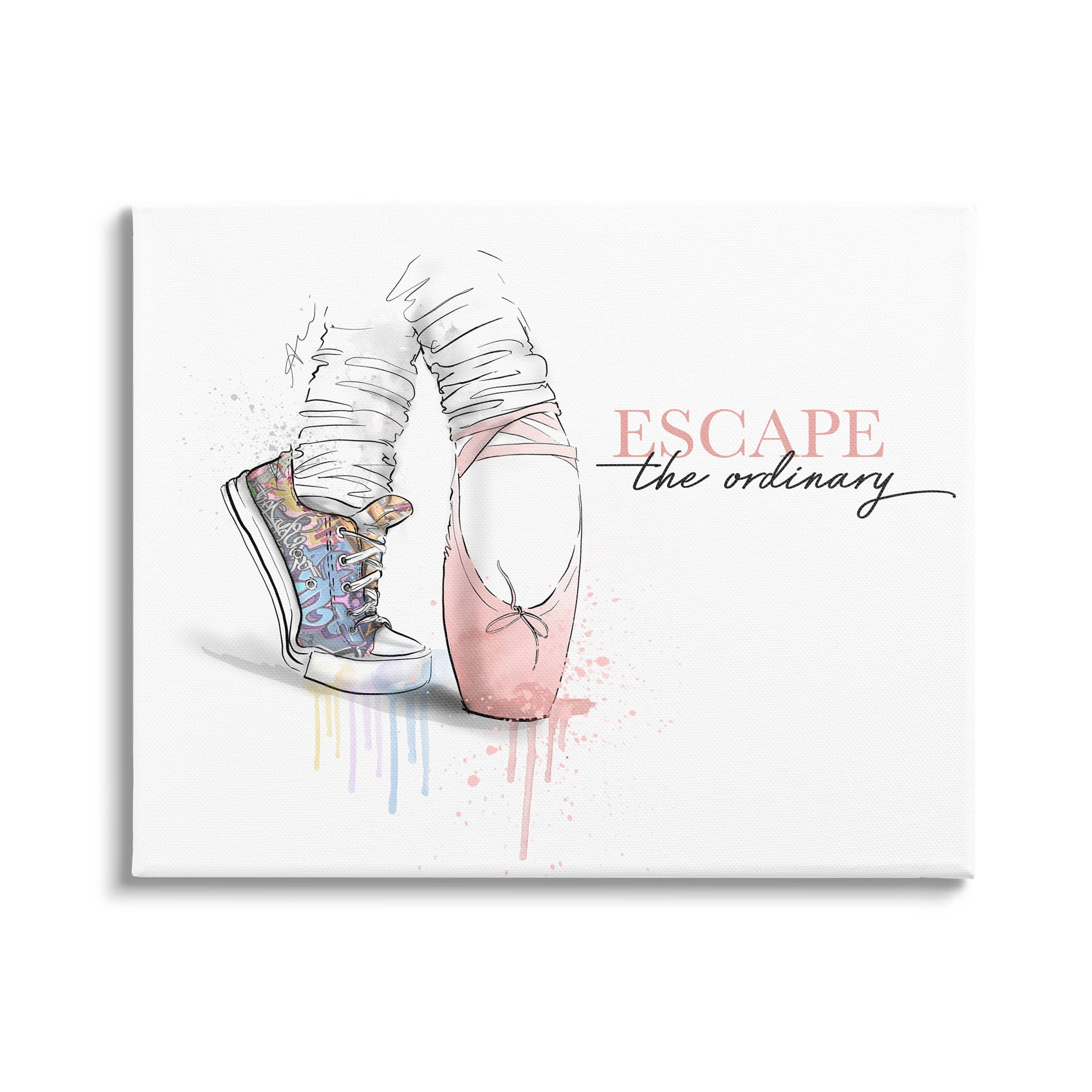 Stupell Industries Escape The Ordinary Ballet Shoe Graphic Art Gallery Wrapped Canvas Print Wall Art, Design by Alison Petrie