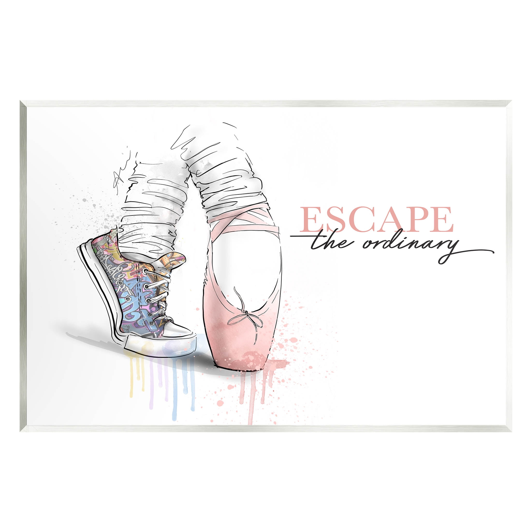 Stupell Industries Escape The Ordinary Ballet Shoe Graphic Art Unframed Art Print Wall Art, Design by Alison Petrie