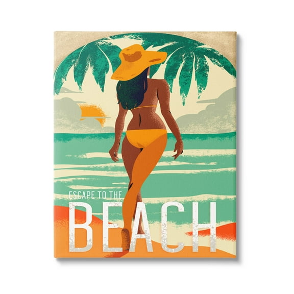 Stupell Industries Escape to Beach Vacation Graphic Art Gallery Wrapped Canvas Print Wall Art, Design by Ziwei Li
