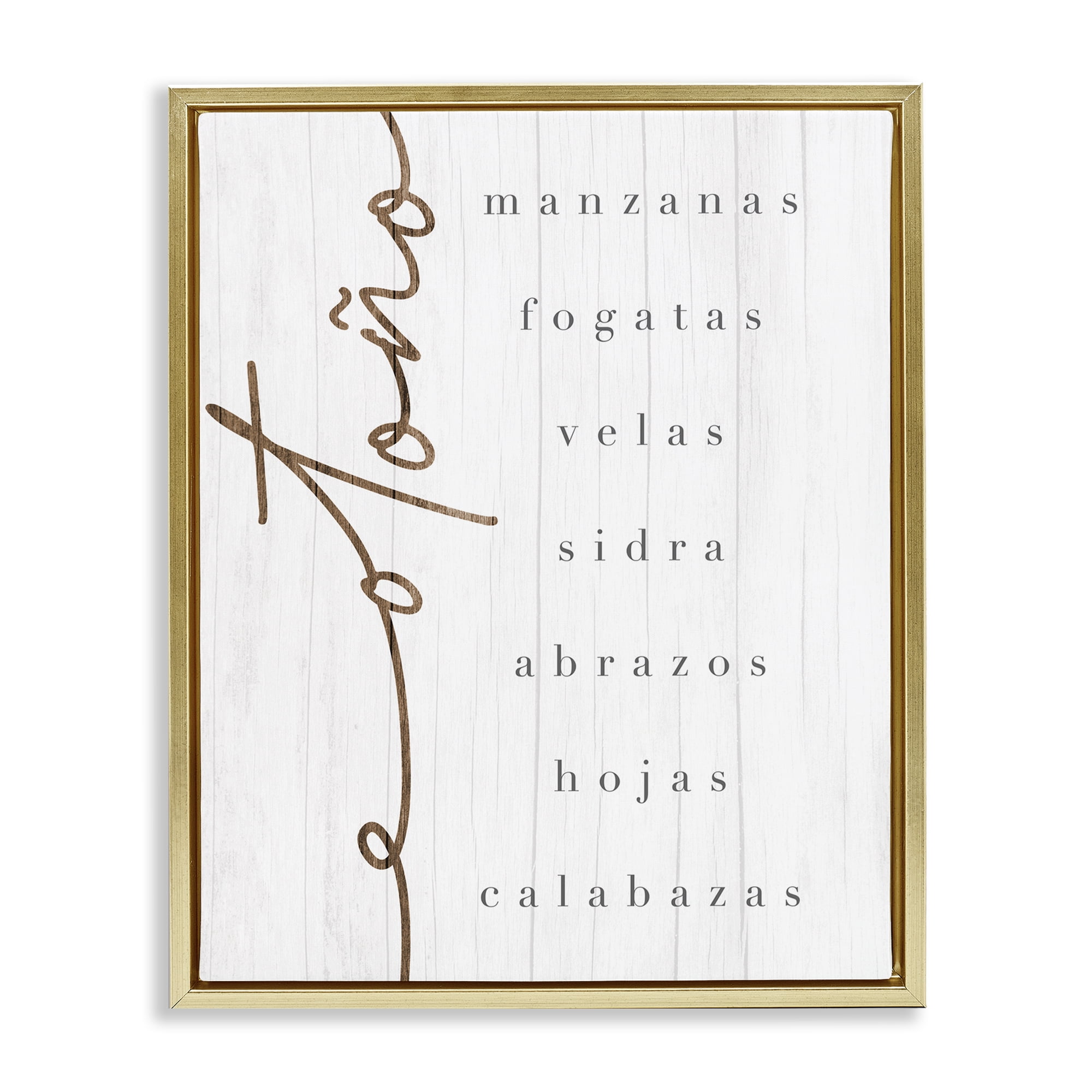 Stupell Industries Esencia del Otoño Holiday Painting Gold Floater Framed Art Print Wall Art, 25 x 31