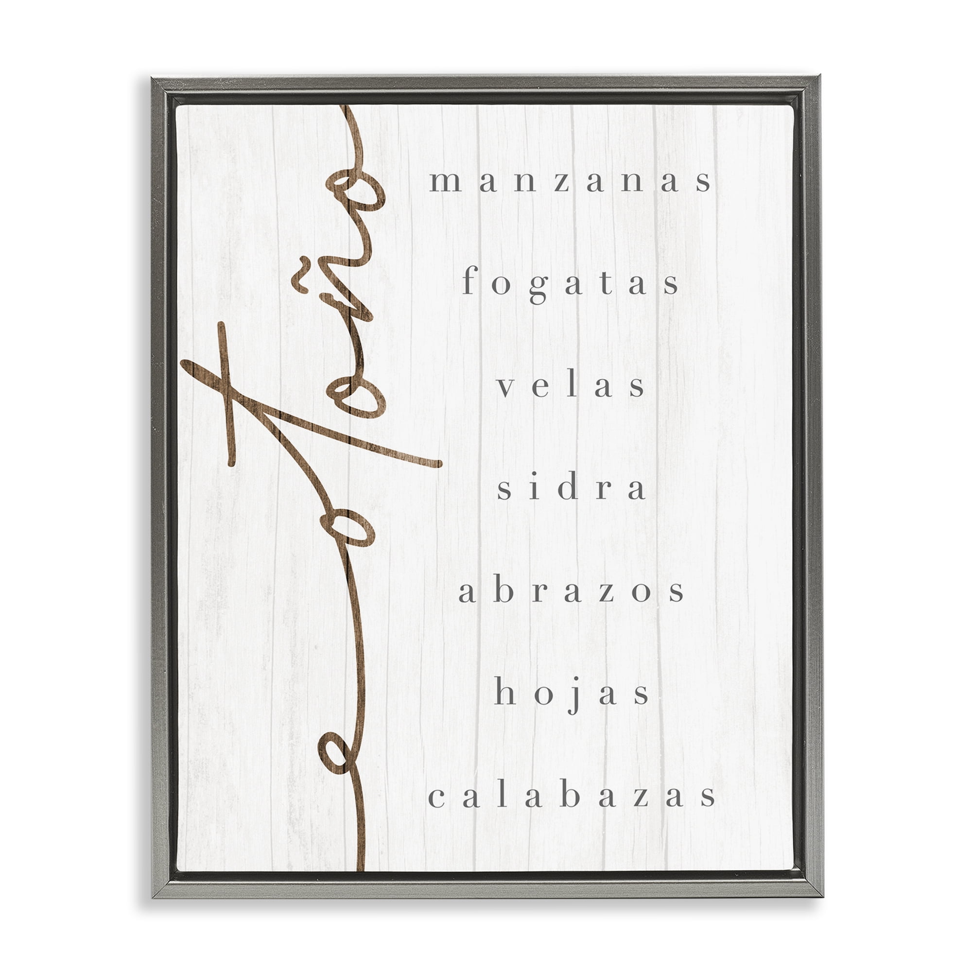 Stupell Industries Esencia del Otoño Holiday Painting Gray Floater Framed Art Print Wall Art, 17 x 21