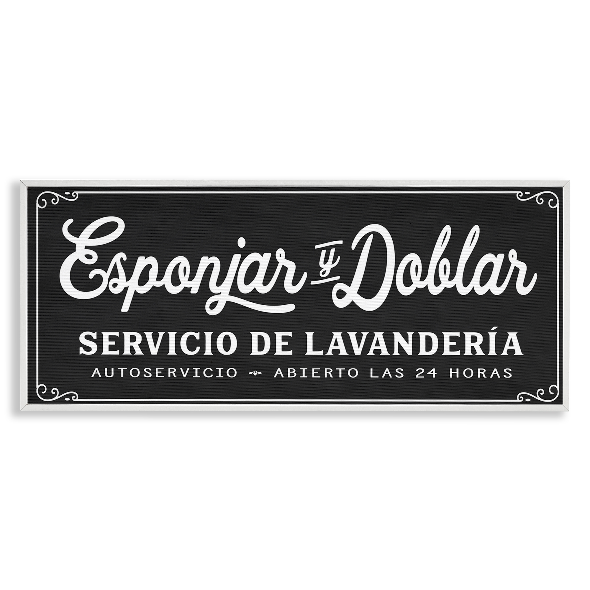 Stupell Industries Esponjar y Doblar Lavandería Bath & Laundry Painting White Framed Art Print Wall Art, 30 x 13
