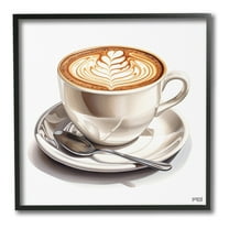 Stupell Industries Espresso Latte with Pattern Food & Beverage Painting Black Framed Art Print Wall Art, 12 x 12