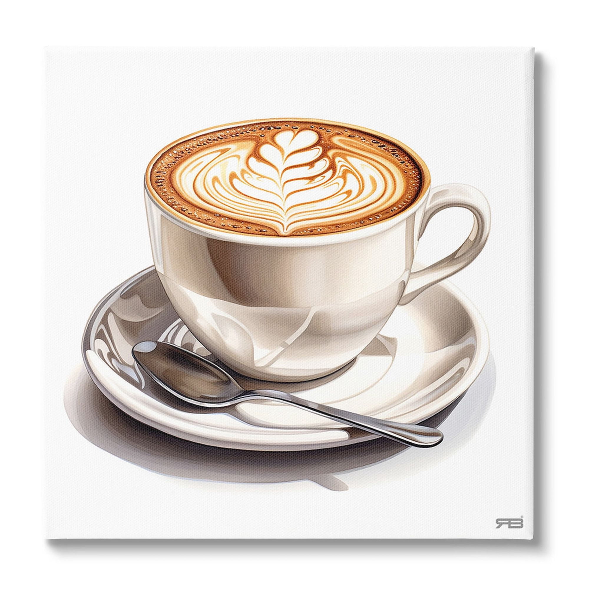 Stupell Industries Espresso Latte with Pattern Food & Beverage Painting Gallery Wrapped Canvas Art Print Wall Art, 24 x 24