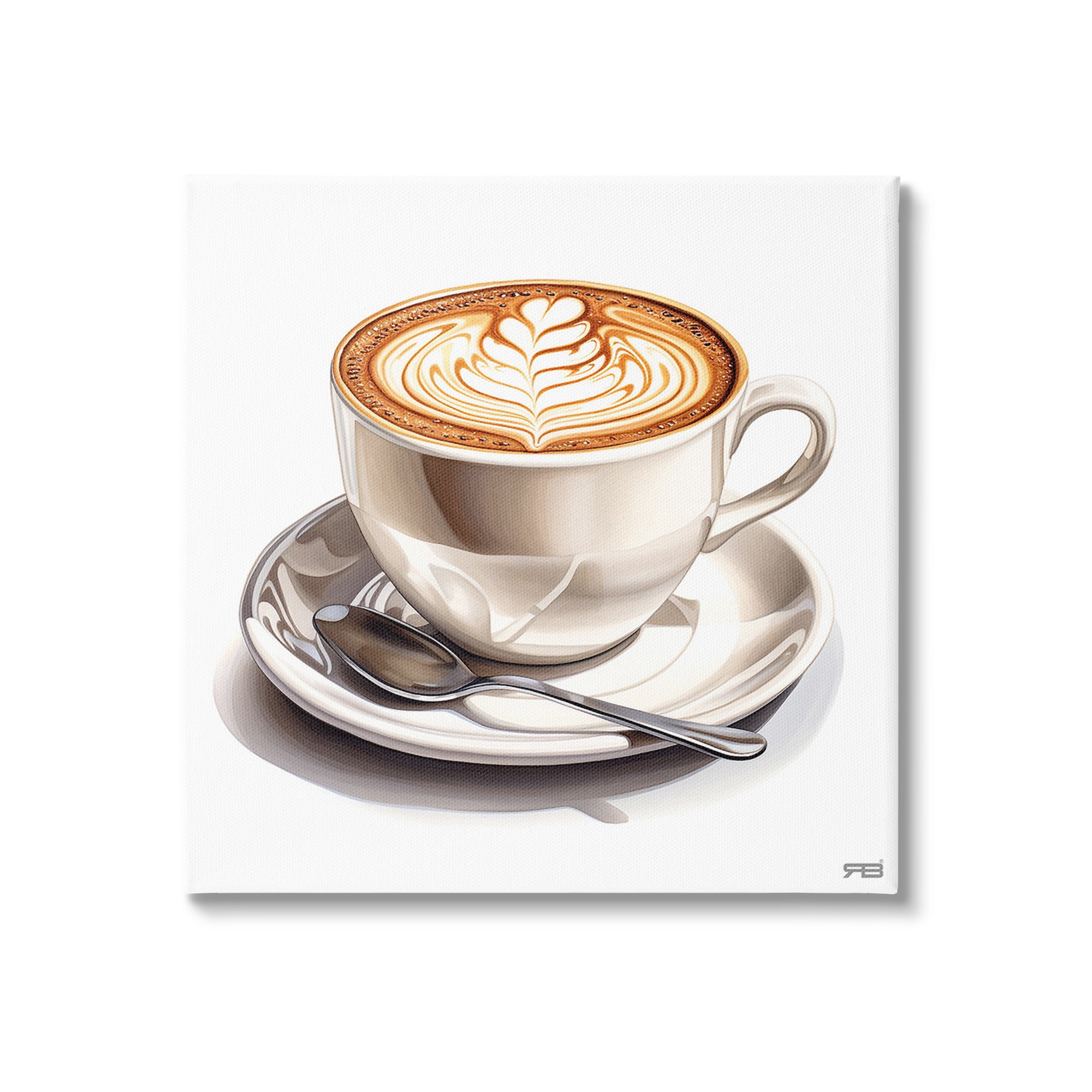 Stupell Industries Espresso Latte with Pattern Food & Beverage Painting Gallery Wrapped Canvas Art Print Wall Art, 30 x 30
