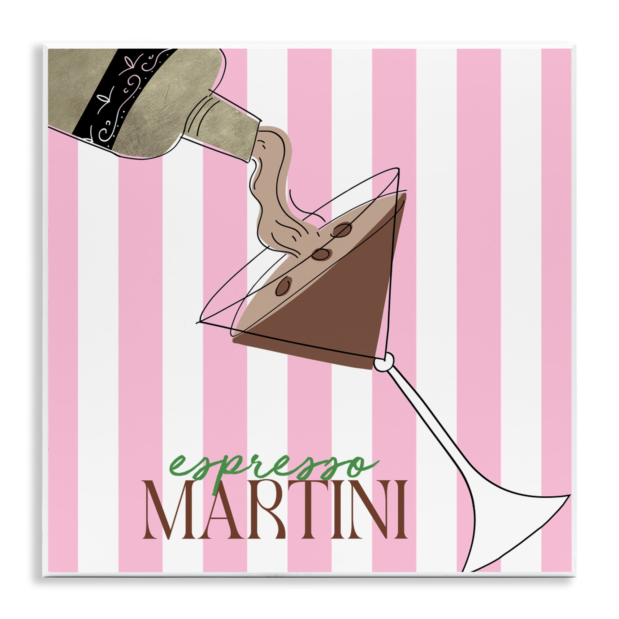 Stupell Industries Espresso Martini Pink Stripes Wall Plaque Art, design by Deidre Mosher