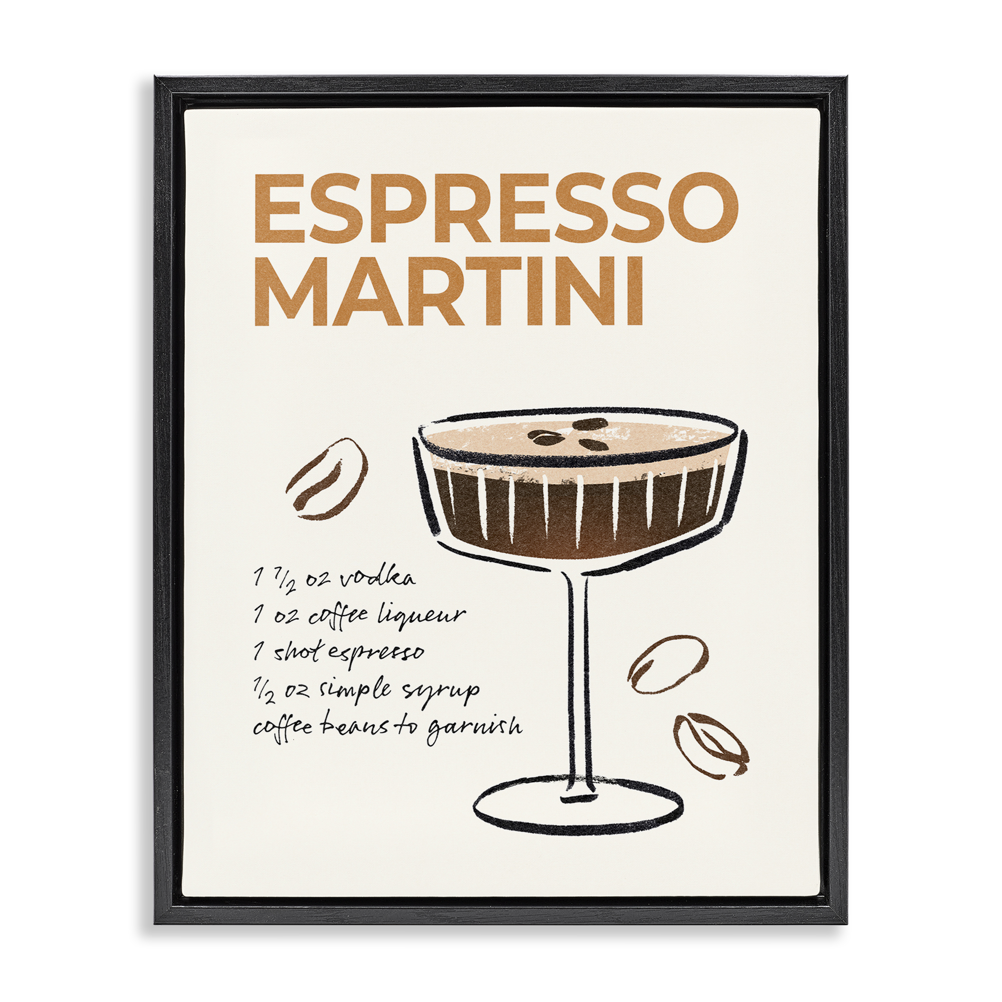 Stupell Industries Espresso Martini Recipe Food & Beverage Painting Black Floater Framed Canvas Art Print Wall Art, 25 x 31