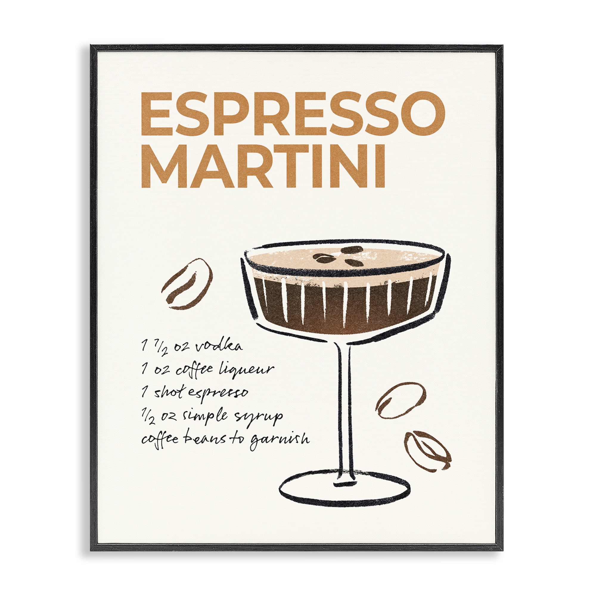 Stupell Industries Espresso Martini Recipe Food & Beverage Painting Black Framed Art Print Wall Art, 11 x 14