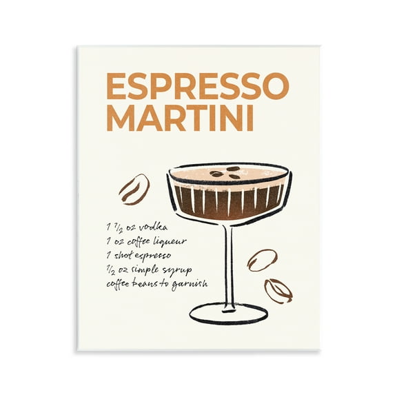 Stupell Industries Espresso Martini Recipe Food & Beverage Painting Unframed Art Print Wall Art, 11 x 14