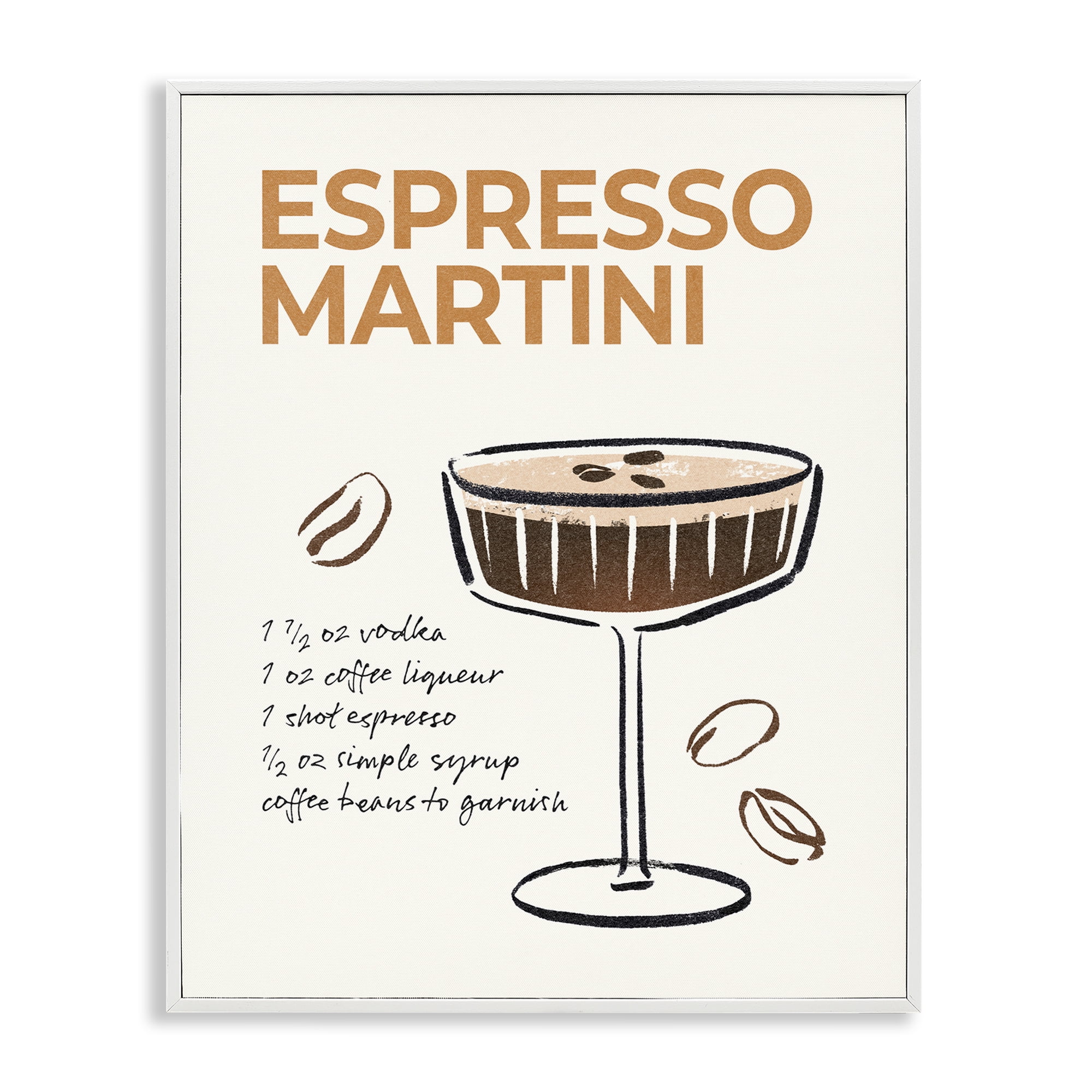 Stupell Industries Espresso Martini Recipe Food & Beverage Painting White Framed Art Print Wall Art, 16 x 20