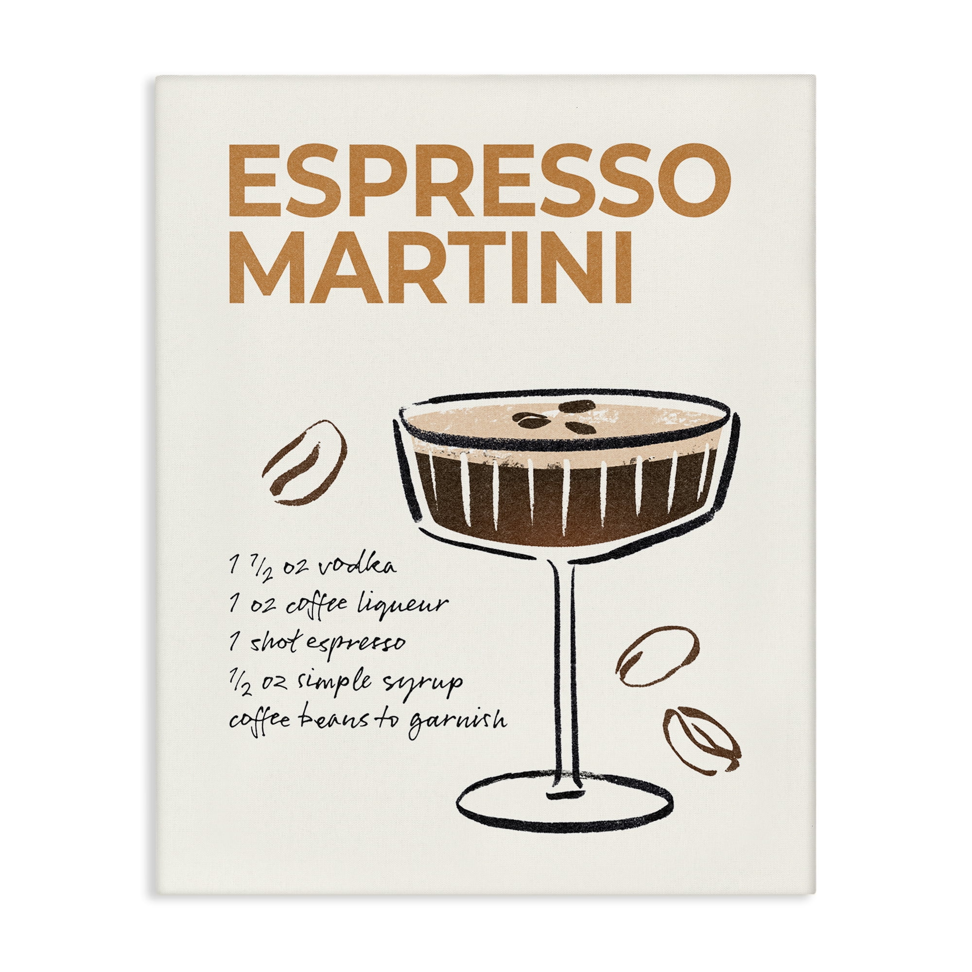 Stupell Industries Espresso Martini Recipe Food & Beverage Painting Wrapped Canvas Art Print Wall Art, 16 x 20