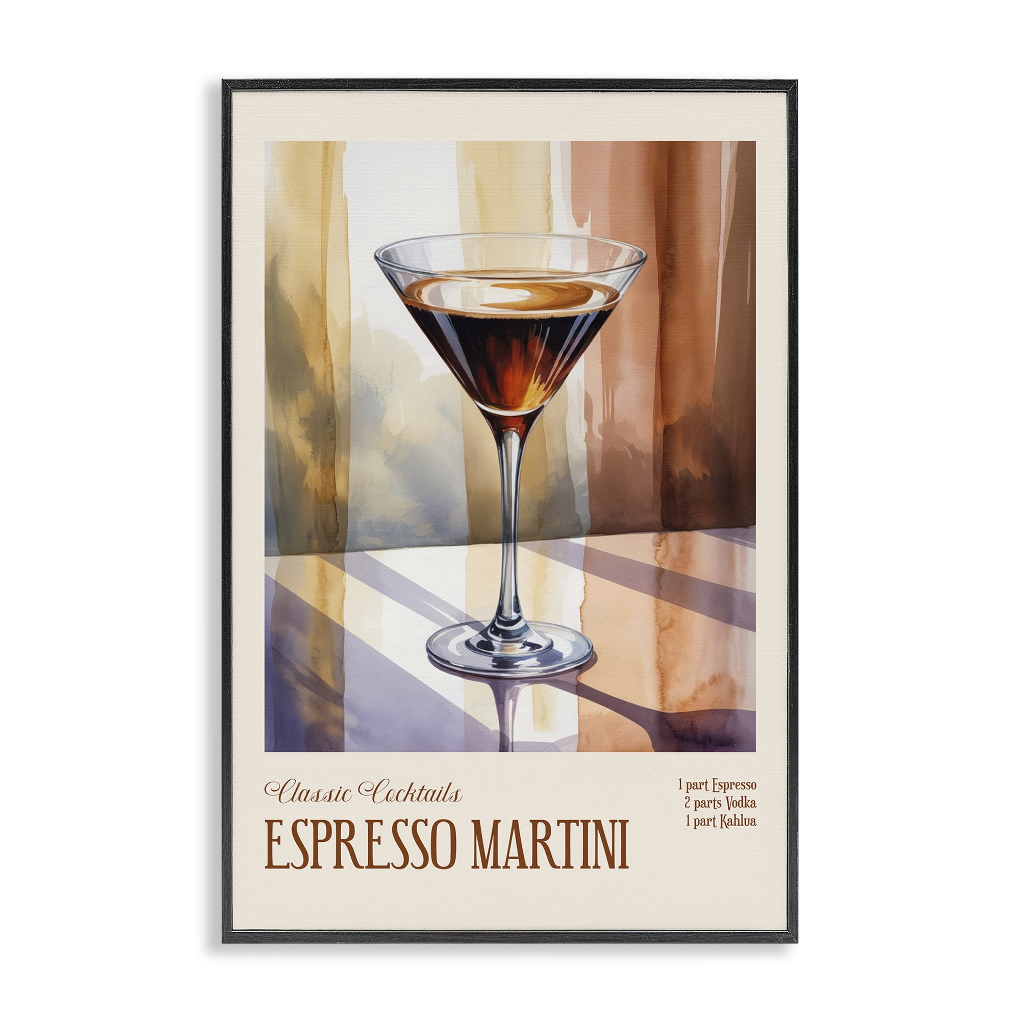 Stupell Industries Espresso Martini Sun Reflection Black Framed Giclee Art, design by Andreas Magnusson