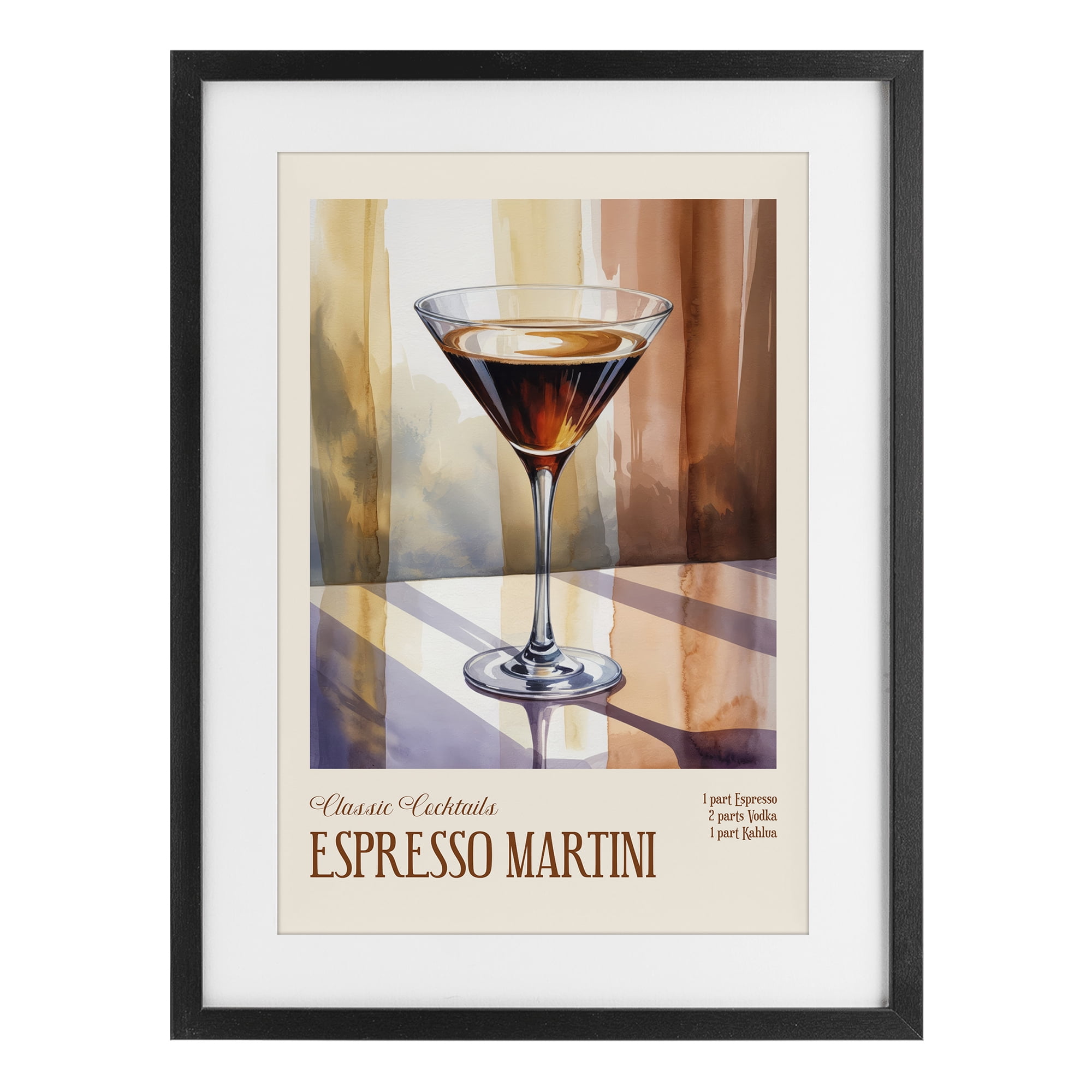 Stupell Industries Espresso Martini Sun Reflection Black Framed Print Under Glass, design by Andreas Magnusson