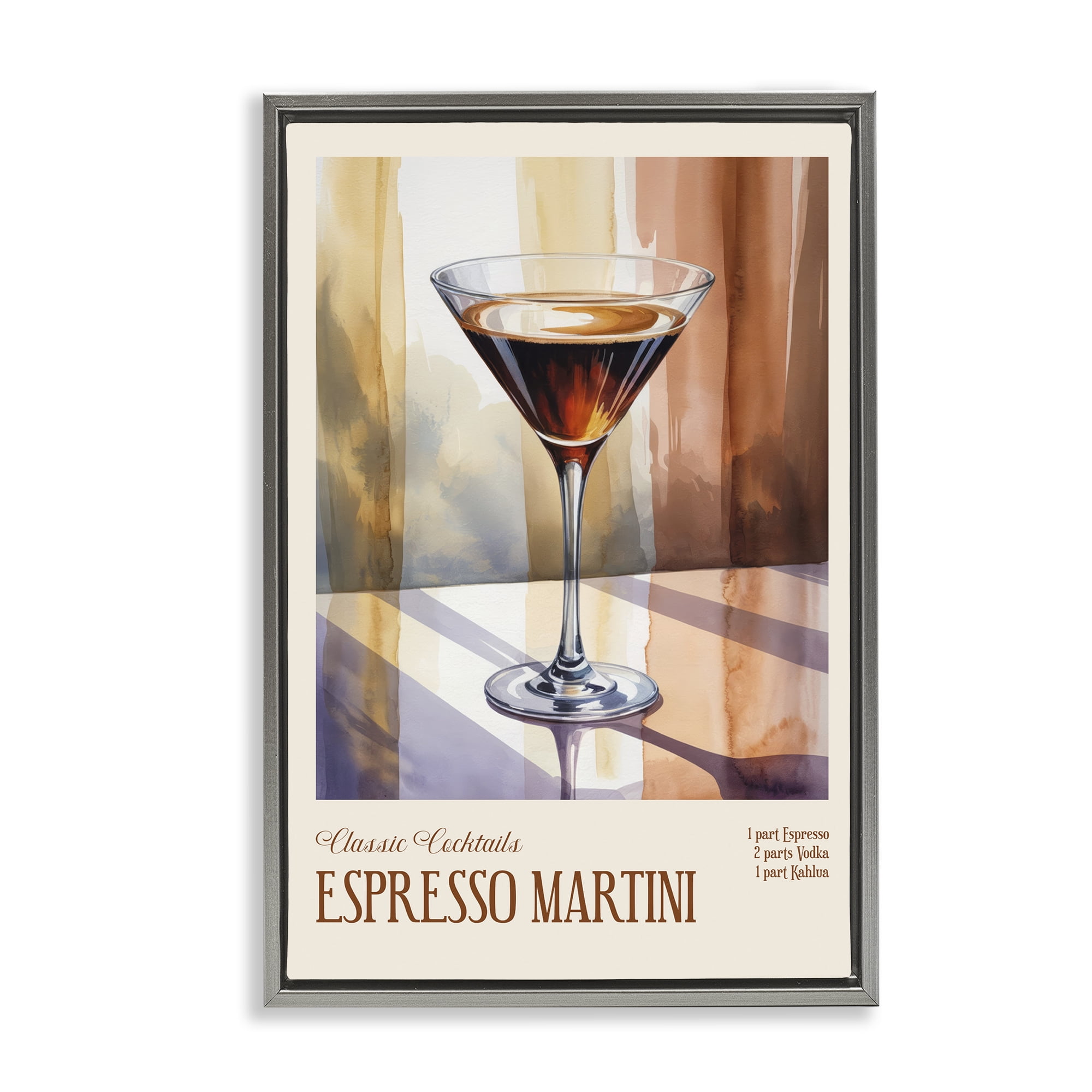 Stupell Industries Espresso Martini Sun Reflection Gray Framed Floater Canvas Wall Art, design by Andreas Magnusson