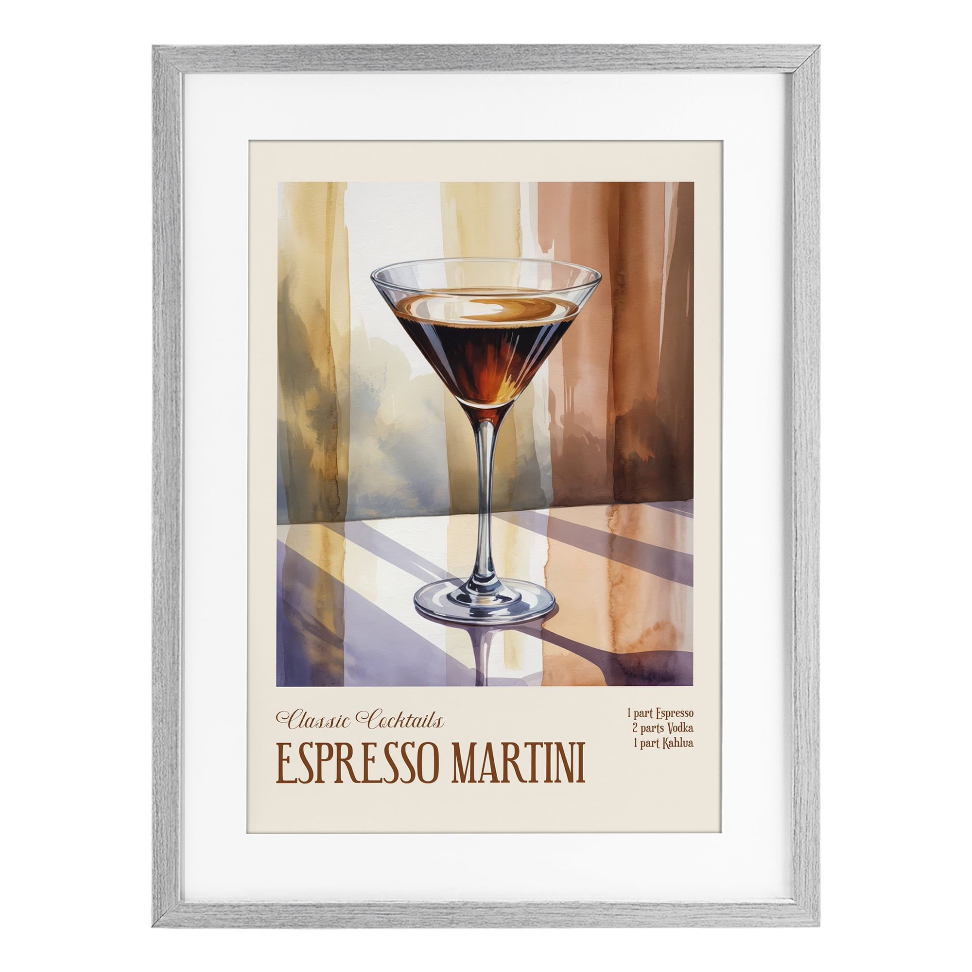 Stupell Industries Espresso Martini Sun Reflection Gray Framed Print Under Glass, design by Andreas Magnusson