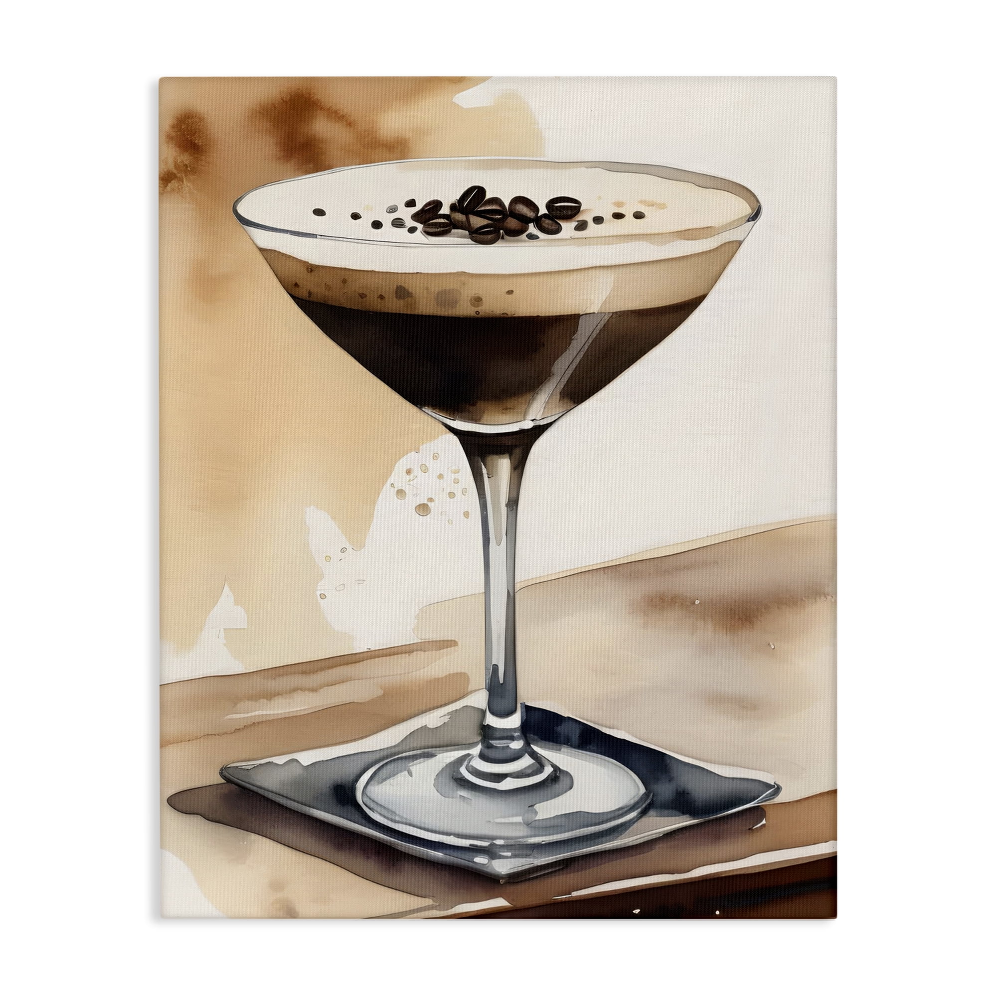 Stupell Industries Espresso Martini Watercolor Food & Beverage Painting Wrapped Canvas Art Print Wall Art, 16 x 20