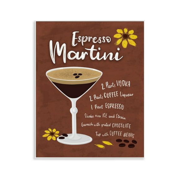 Stupell Industries Espresso Martini with Recipe Food & Beverage Painting Unframed Art Print Wall Art, 11 x 14