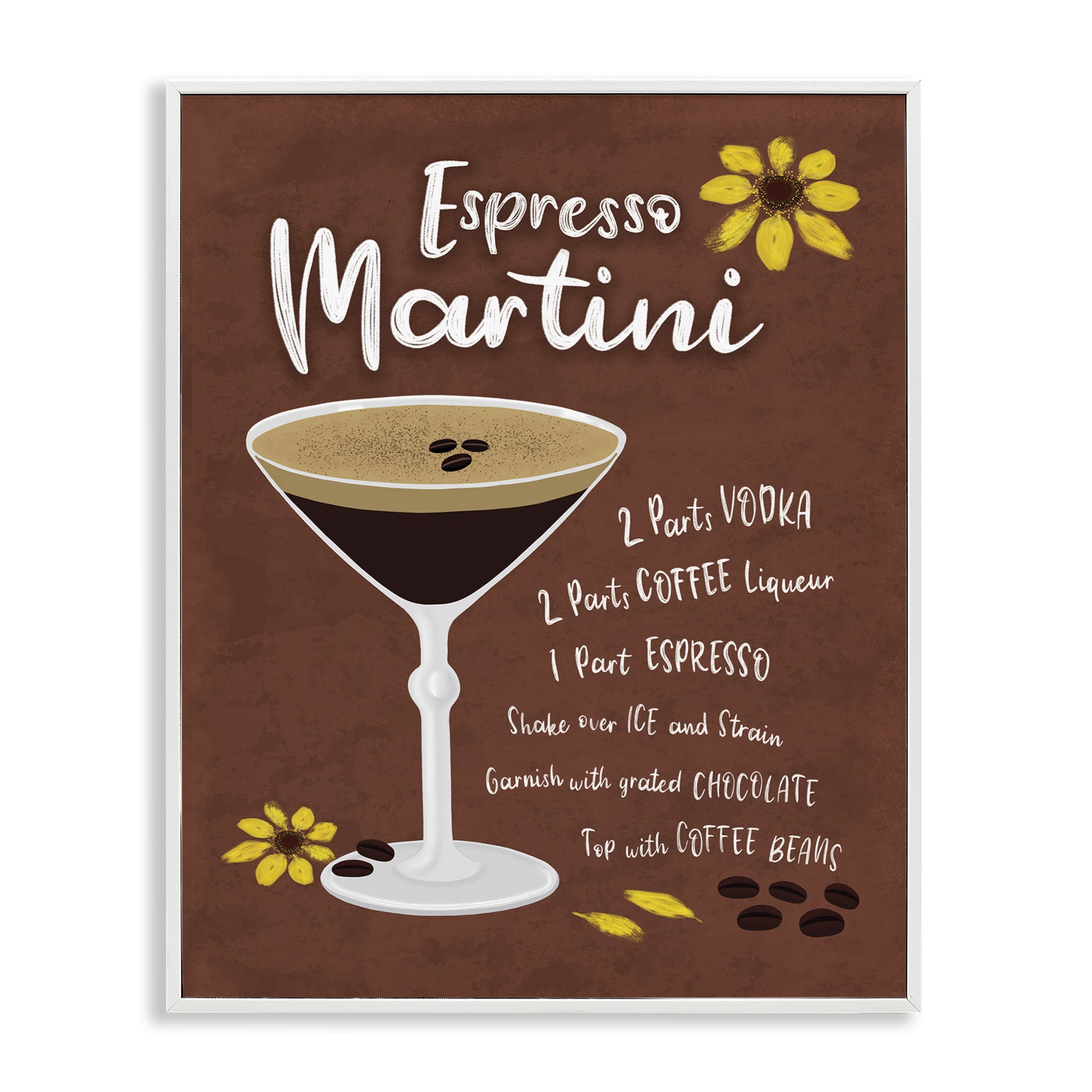 Stupell Industries Espresso Martini with Recipe Food & Beverage Painting White Framed Art Print Wall Art, 16 x 20