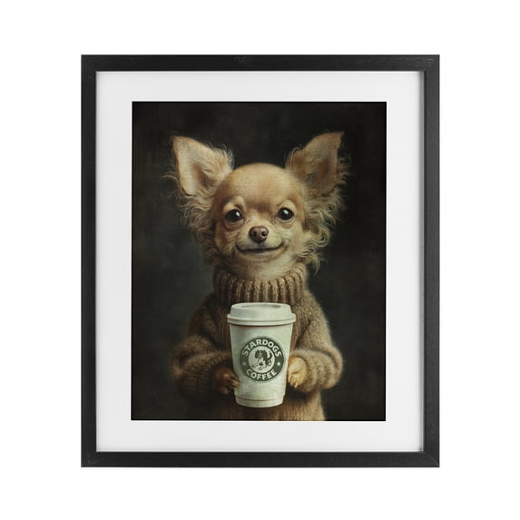 Stupell Industries Glam Espresso Pup in Cozy Sweater Black Framed Print Under Glass, 13 x 16, by Svetlana Aleynikova
