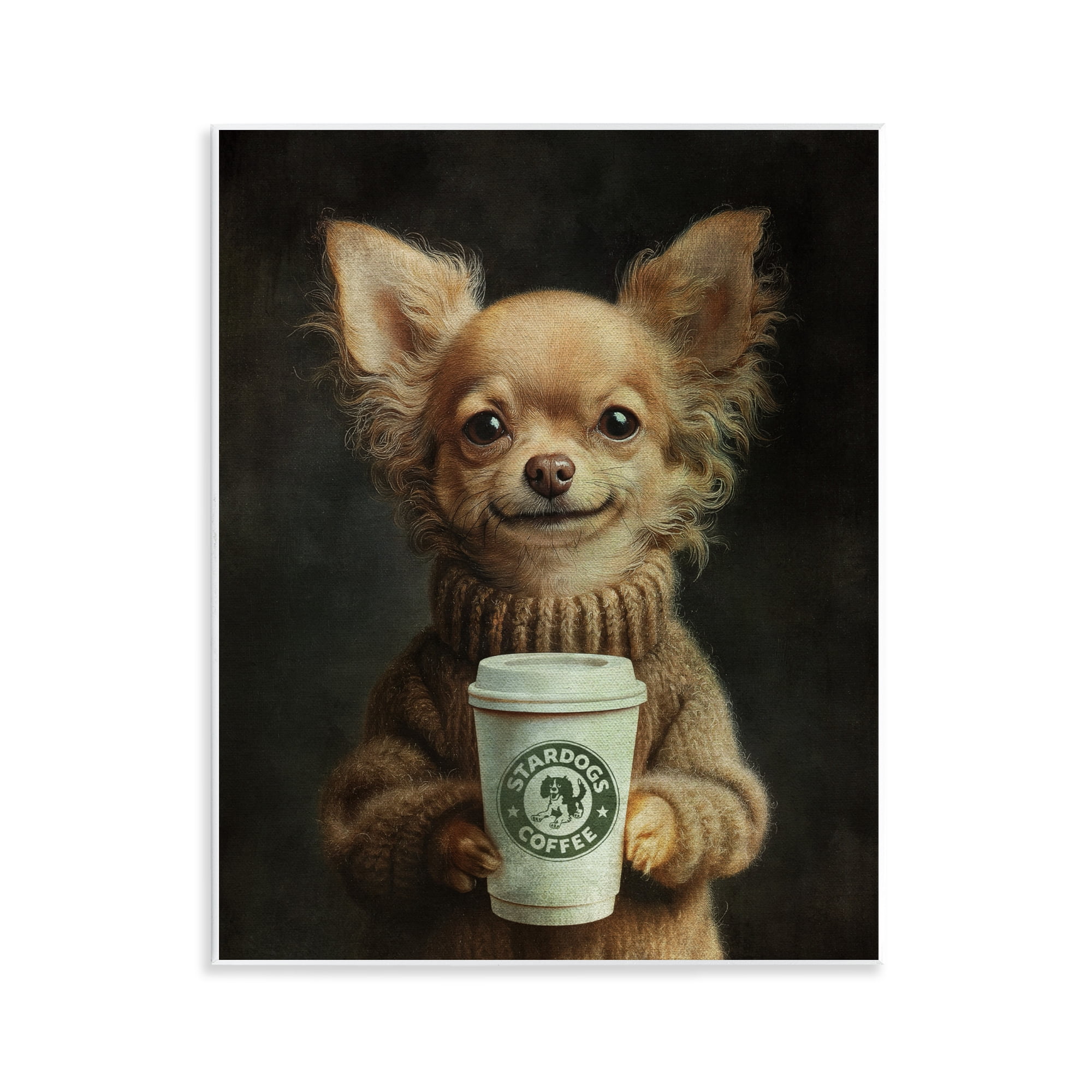 Stupell Industries Espresso Pup in Cozy Sweater Wall Plaque Art, design by Svetlana Aleynikova
