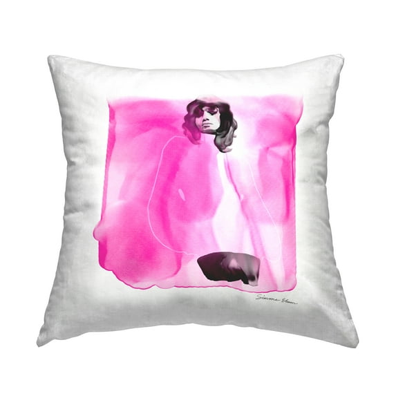Stupell Industries Essence in Pink Portrait Square Decorative Printed Throw Pillow, 18 x 18