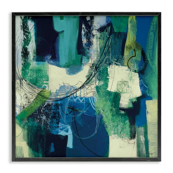 Stupell Industries Essenza Cool Tone Abstract Black Framed Giclee Art design by Maurizio Piovan, 12 x 12
