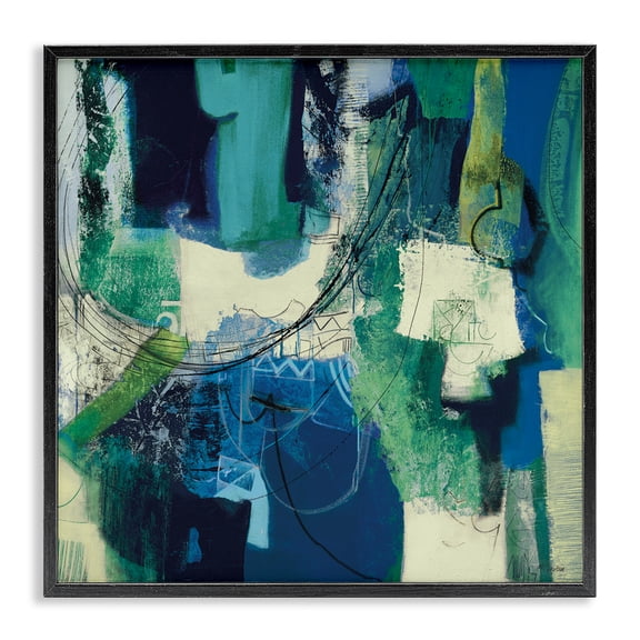 Stupell Industries Essenza Cool Tone Abstract Black Framed Giclee Art design by Maurizio Piovan, 17 x 17