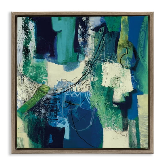 Stupell Industries Contemporary Essenza Cool Tone Abstract Brown Floating Frame Canvas Art, 18 x 18, by Maurizio Piovan