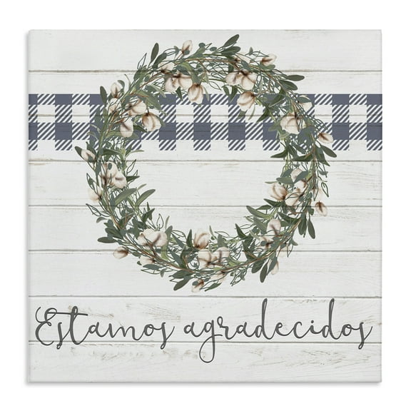 Stupell Industries Estamos Agradecidos con Algodón Inspirational Quotes & Sayings Painting Wrapped Canvas Art Print Wall Art, 17 x 17