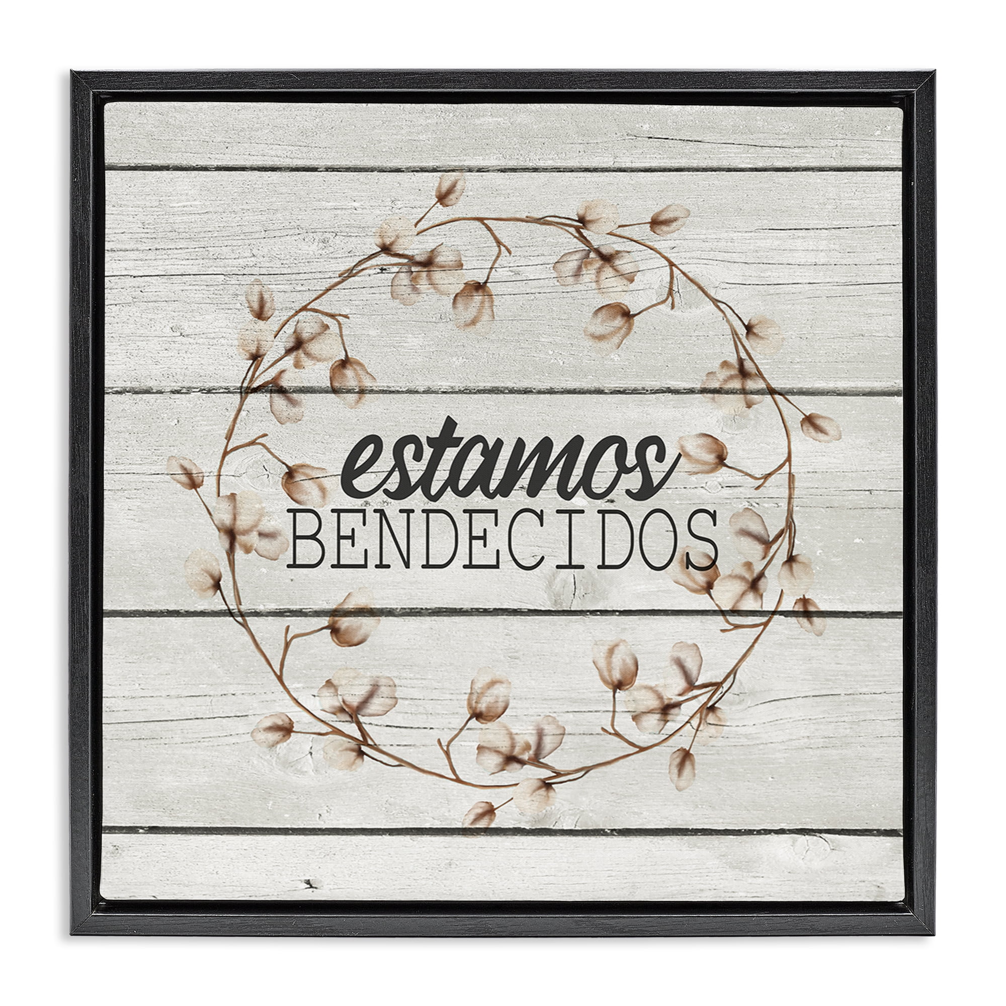 Stupell Industries Estamos Bendecidos con Algodón Inspirational Quotes & Sayings Painting Black Floater Framed Art Print Wall Art, 18 x 18