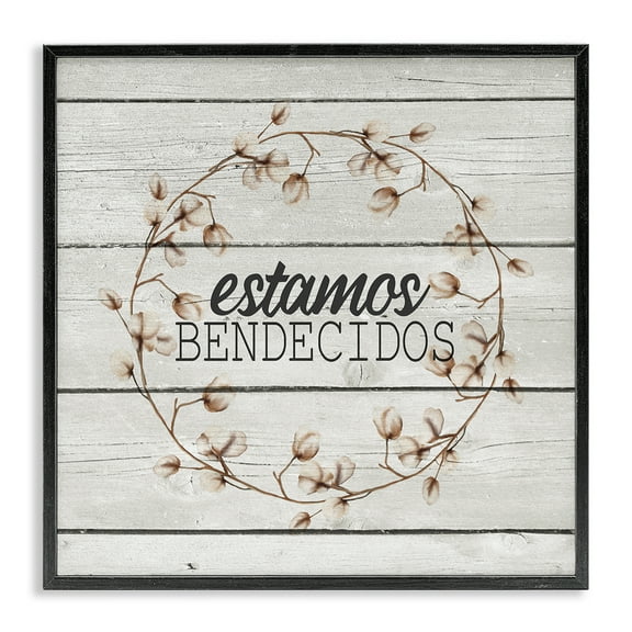 Stupell Industries Estamos Bendecidos con Algodón Inspirational Quotes & Sayings Painting Black Framed Art Print Wall Art, 12 x 12
