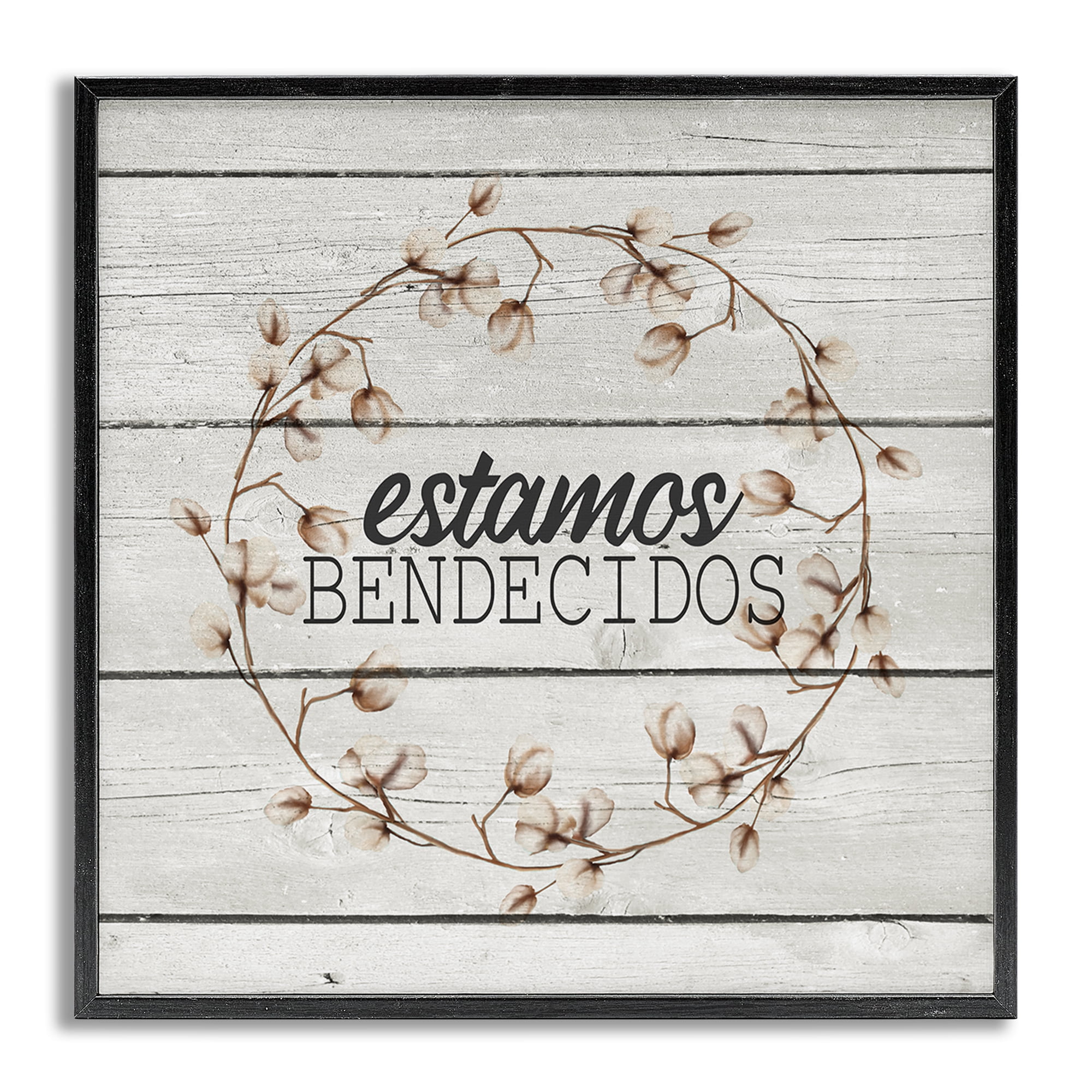 Stupell Industries Estamos Bendecidos con Algodón Inspirational Quotes & Sayings Painting Gray Framed Art Print Wall Art, 12 x 12