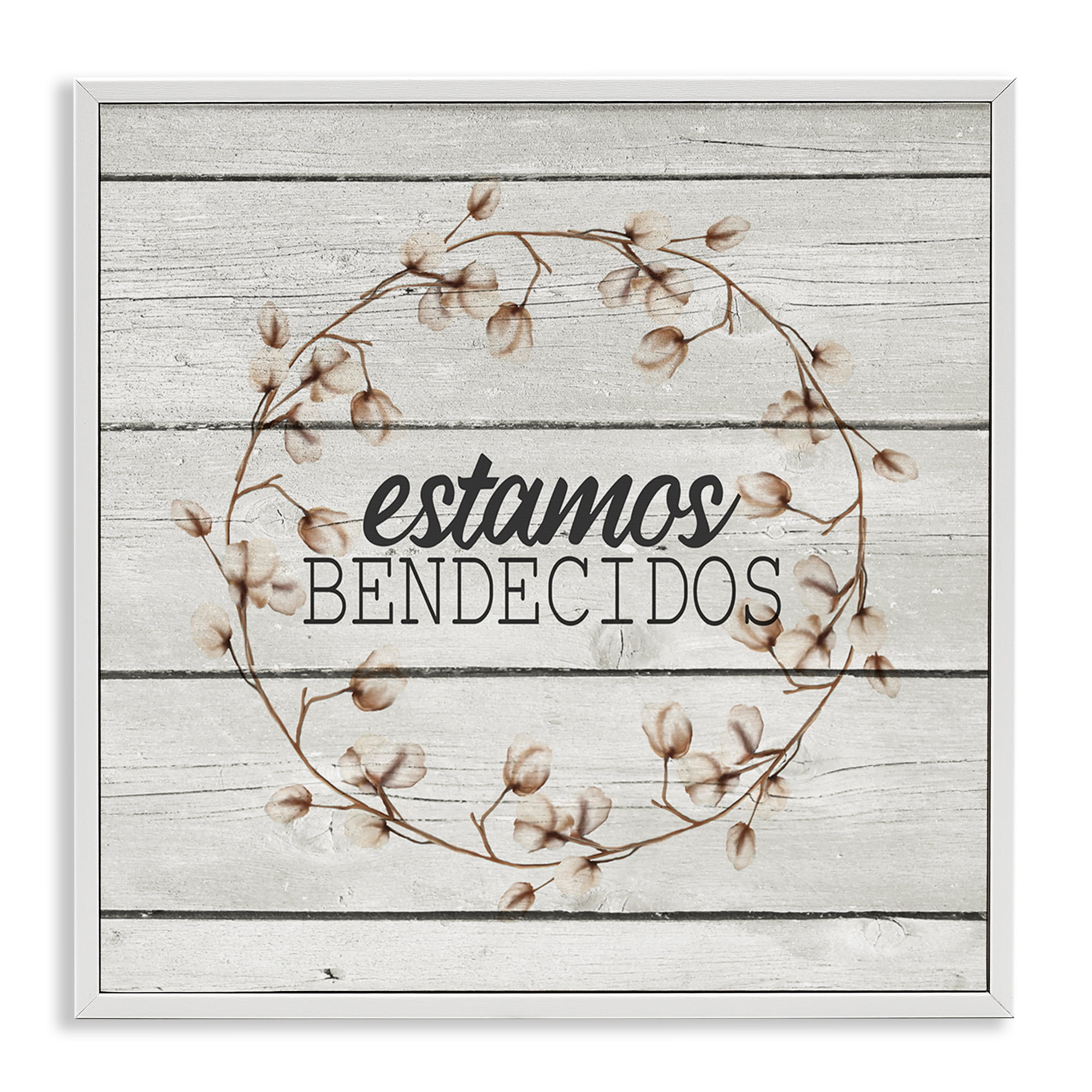 Stupell Industries Estamos Bendecidos con Algodón Inspirational Quotes & Sayings Painting White Framed Art Print Wall Art, 12 x 12
