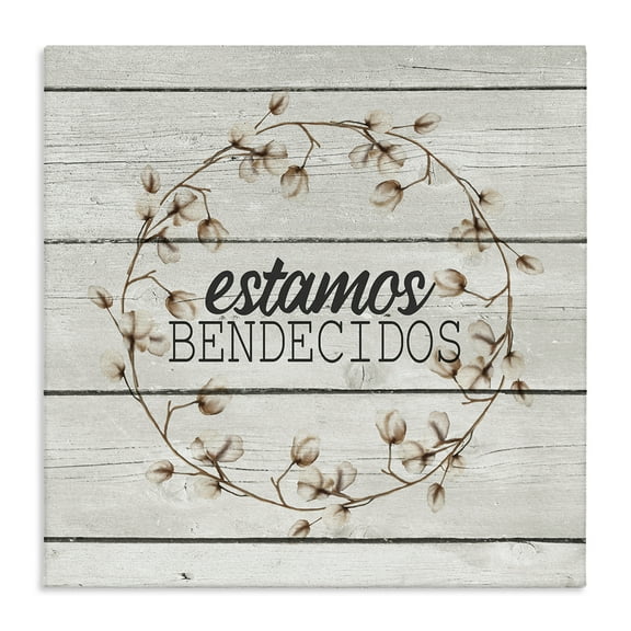 Stupell Industries Estamos Bendecidos con Algodón Inspirational Quotes & Sayings Painting Wrapped Canvas Art Print Wall Art, 17 x 17