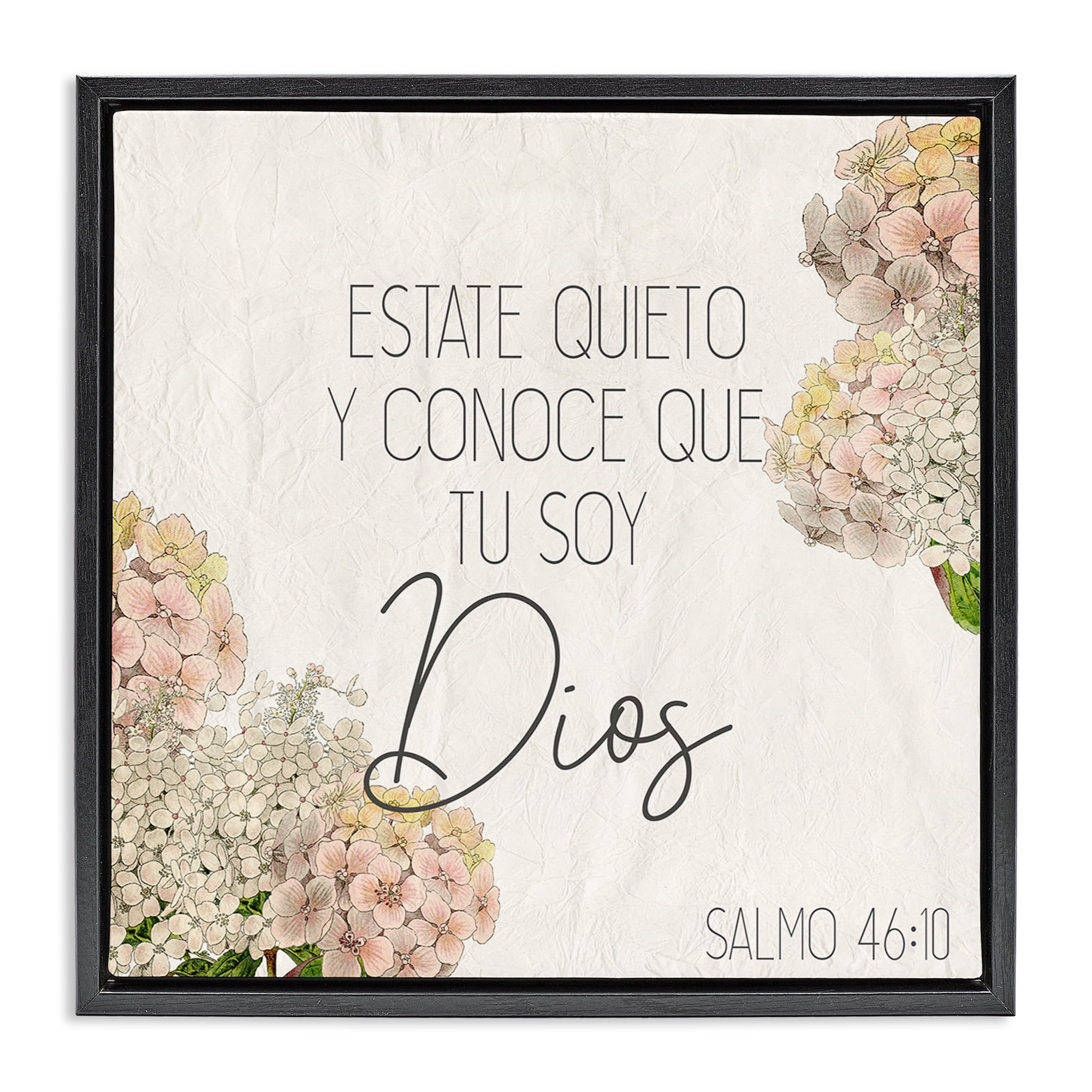 Stupell Industries Estate Quieto Salmo 46:10 Religious Quotes and Sayings Painting Black Floater Framed Art Print Wall Art, 25 x 25