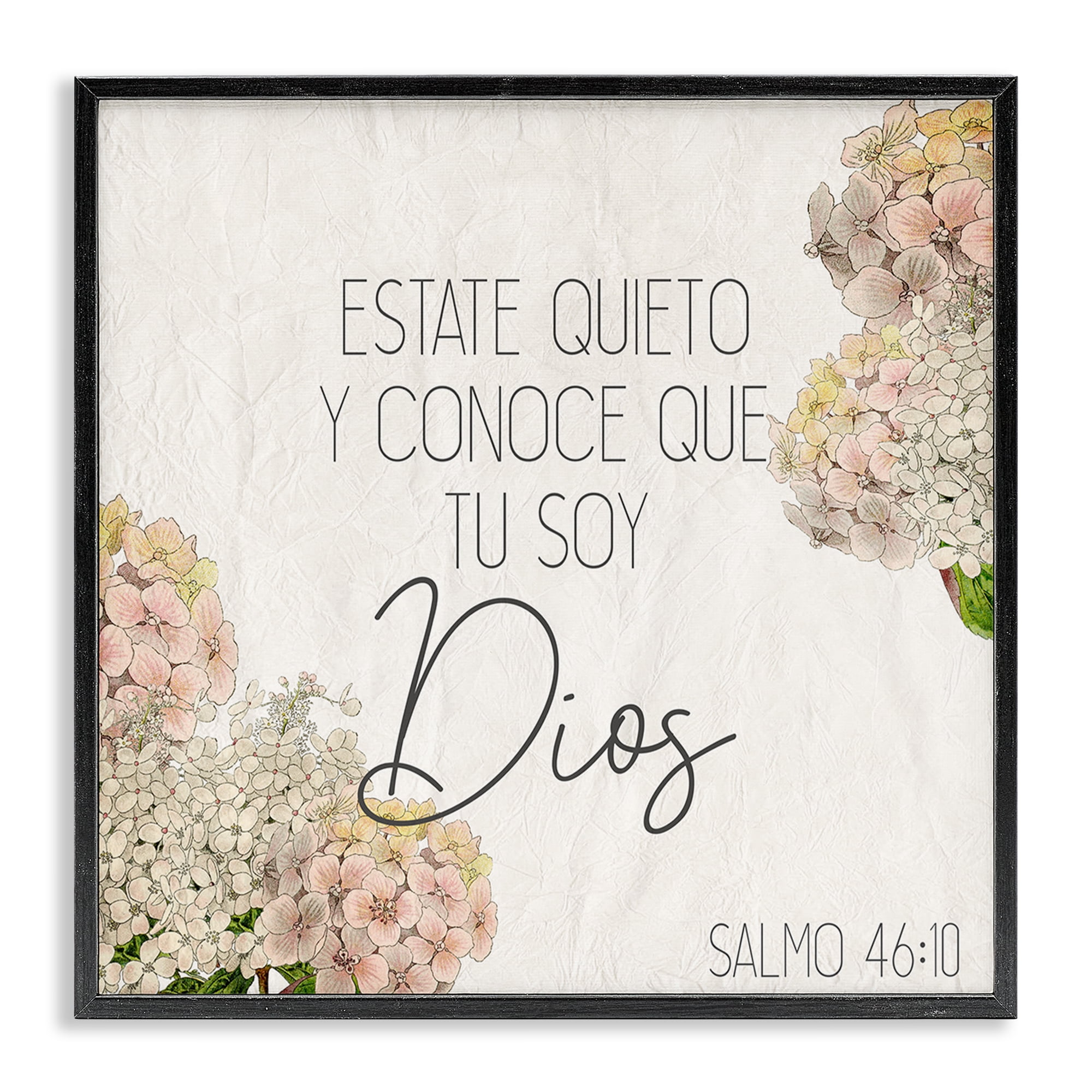 Stupell Industries Estate Quieto Salmo 46:10 Religious Quotes and Sayings Painting Black Framed Art Print Wall Art, 24 x 24