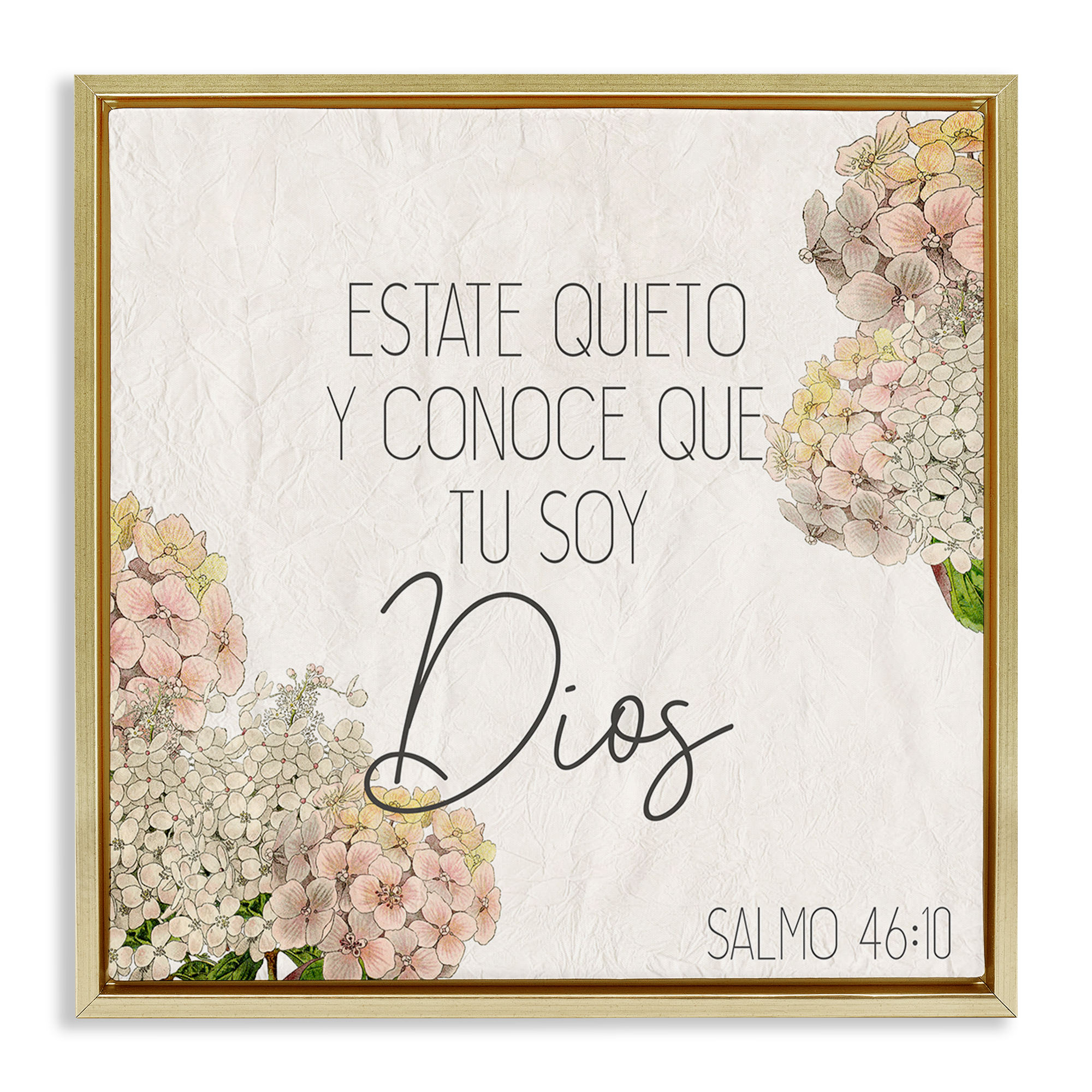Stupell Industries Estate Quieto Salmo 46:10 Religious Quotes and Sayings Painting Gold Floater Framed Art Print Wall Art, 25 x 25