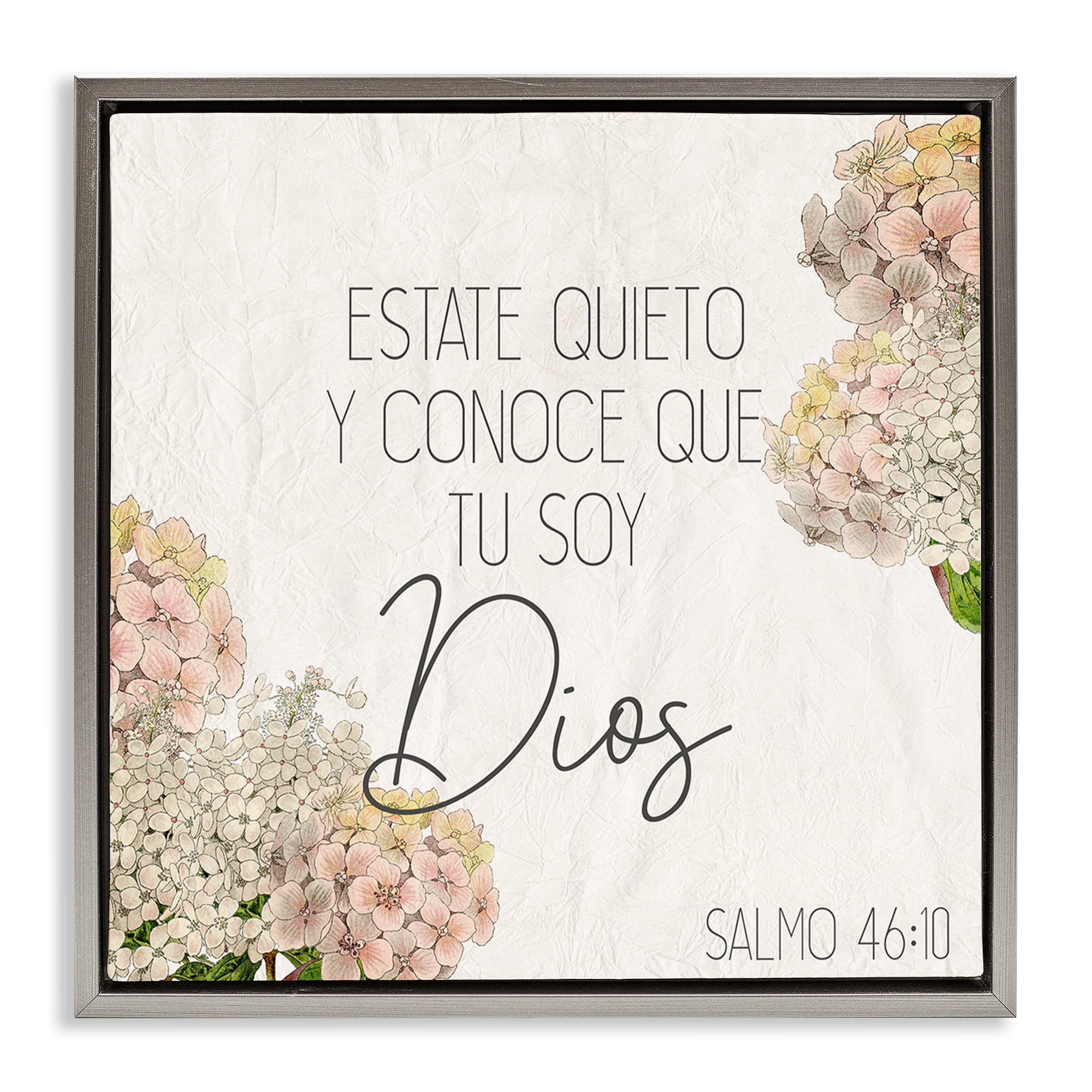 Stupell Industries Estate Quieto Salmo 46:10 Religious Quotes and Sayings Painting Gray Floater Framed Art Print Wall Art, 25 x 25
