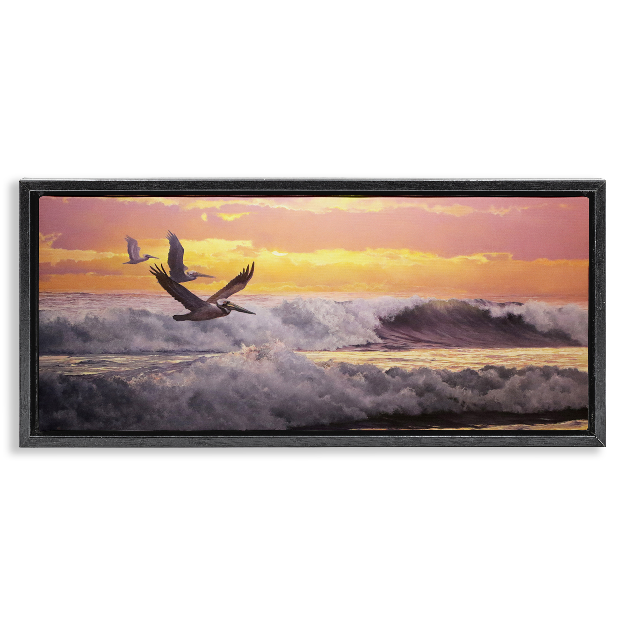 Stupell Industries Eternal Rhythms Seascape Landscape & Nature Photography Black Floater Framed Canvas Art Print Wall Art, 25 x 11