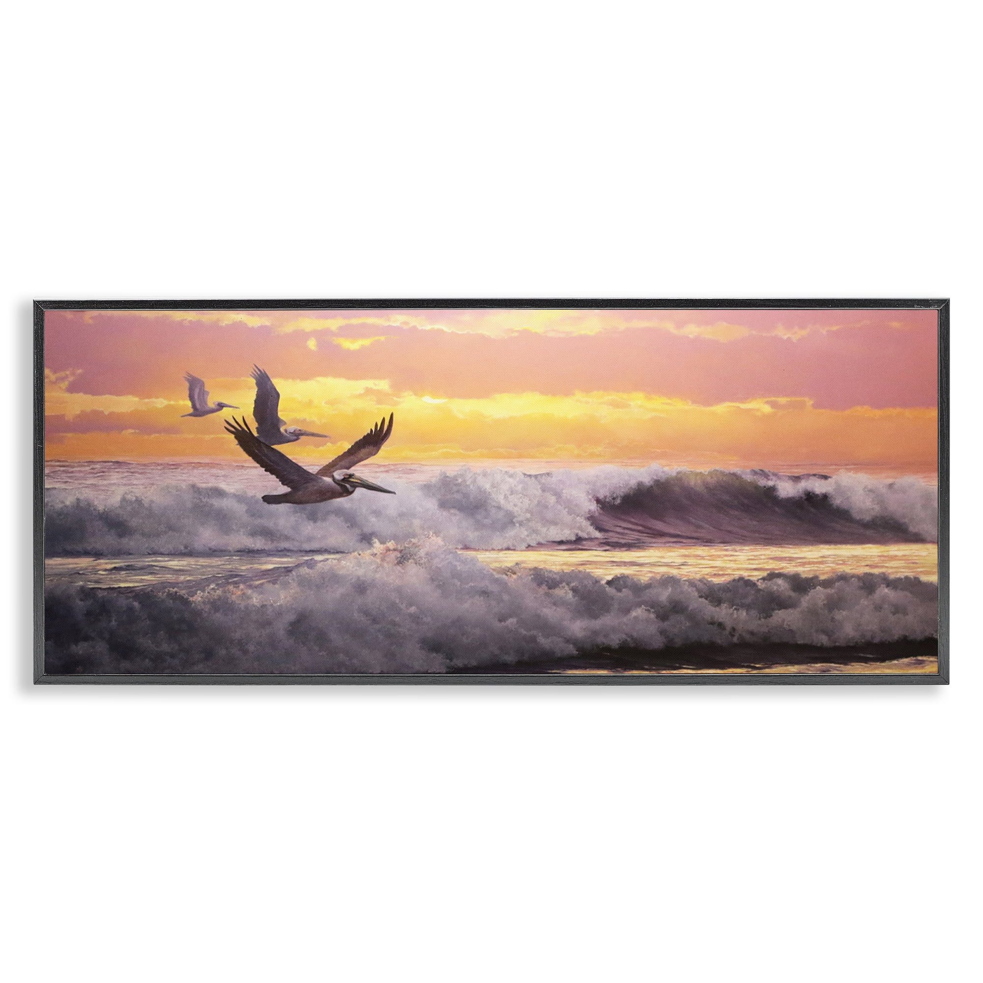 Stupell Industries Eternal Rhythms Seascape Landscape & Nature Photography Black Framed Art Print Wall Art, 30 x 13