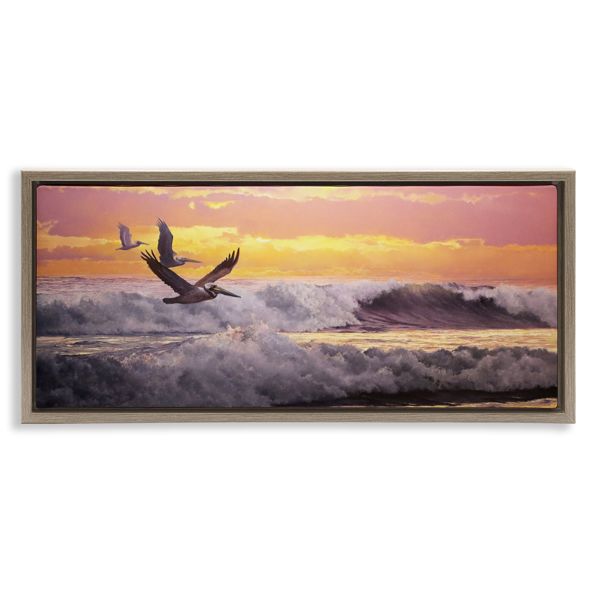 Stupell Industries Eternal Rhythms Seascape Landscape & Nature Photography Brown Floater Framed Canvas Art Print Wall Art, 25 x 11