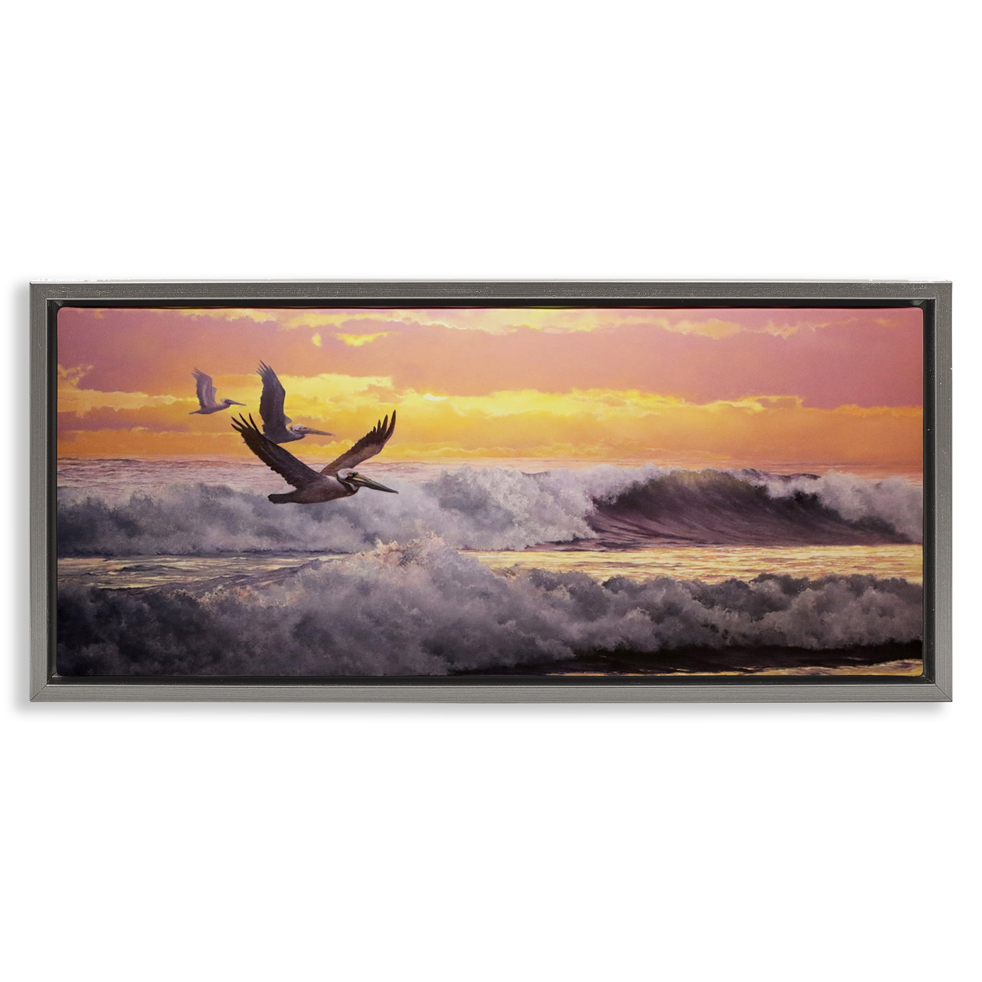 Stupell Industries Eternal Rhythms Seascape Landscape & Nature Photography Gray Floater Framed Canvas Art Print Wall Art, 25 x 11