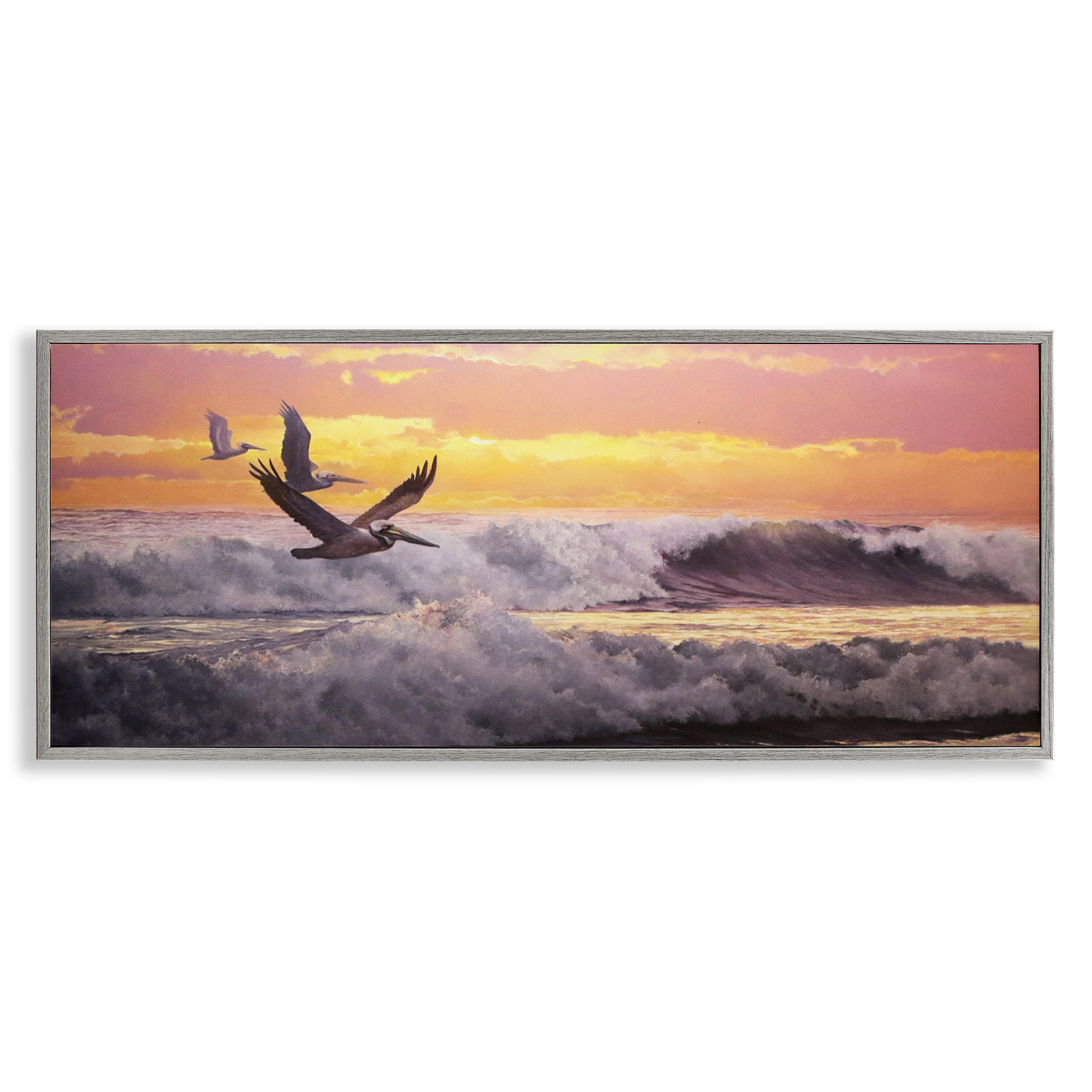 Stupell Industries Eternal Rhythms Seascape Landscape & Nature Photography Gray Framed Art Print Wall Art, 24 x 10