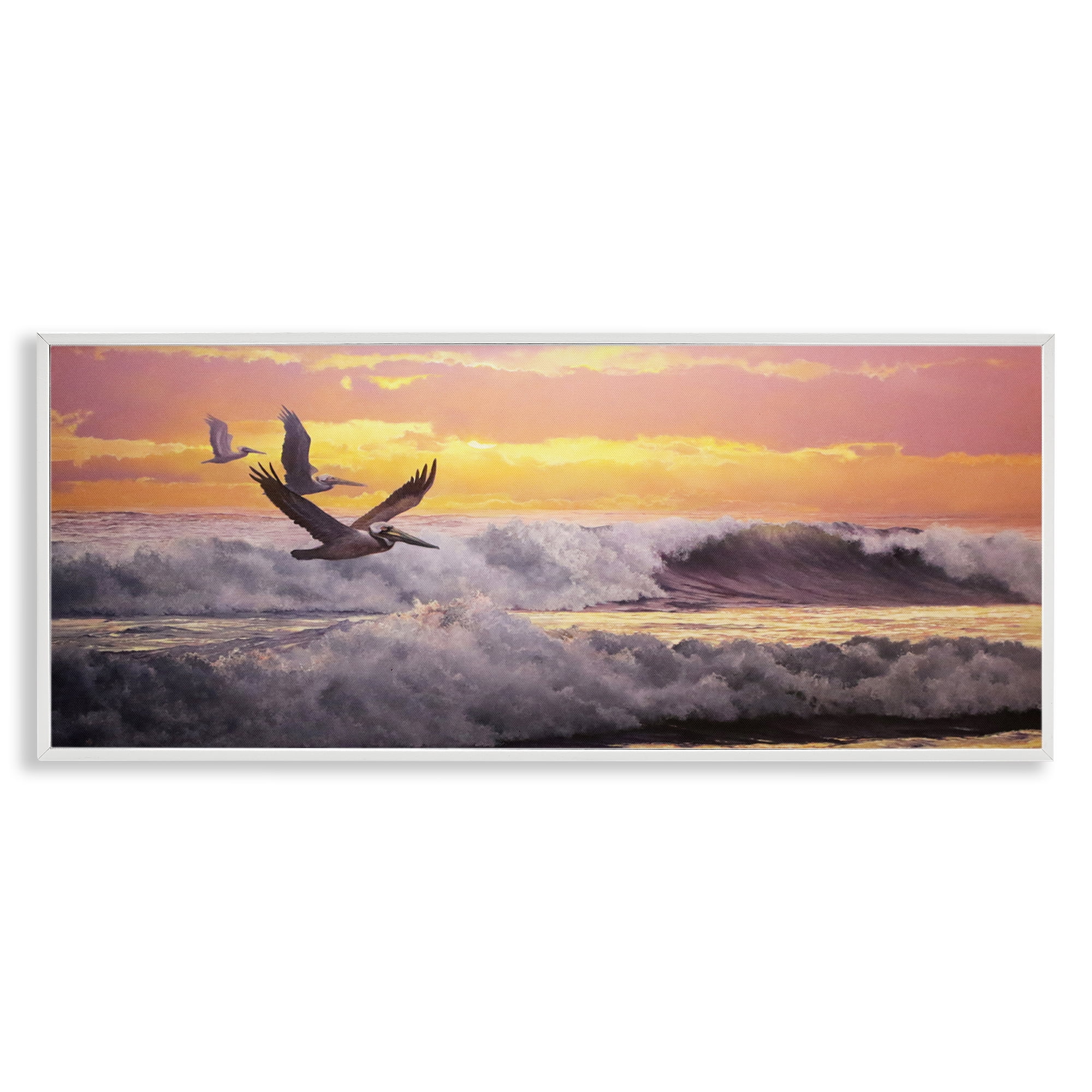Stupell Industries Eternal Rhythms Seascape Landscape & Nature Photography White Framed Art Print Wall Art, 24 x 10