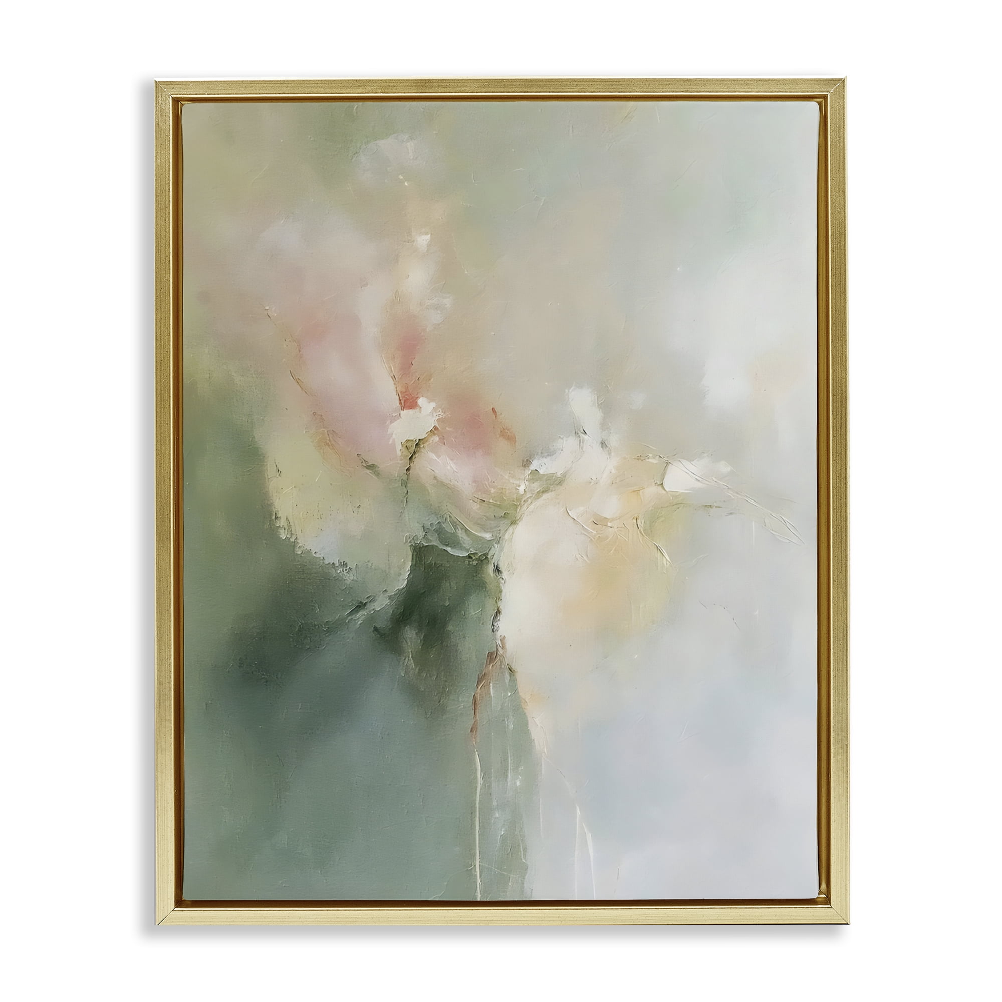 Stupell Industries Ethereal Brushwork Abstraction Gold Framed Floater Canvas Wall Art, design by Riley B