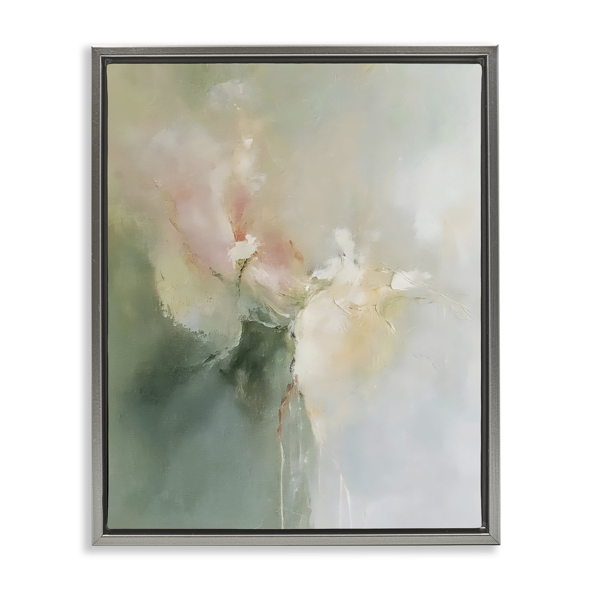 Stupell Industries Ethereal Brushwork Abstraction Gray Framed Floater Canvas Wall Art, design by Riley B