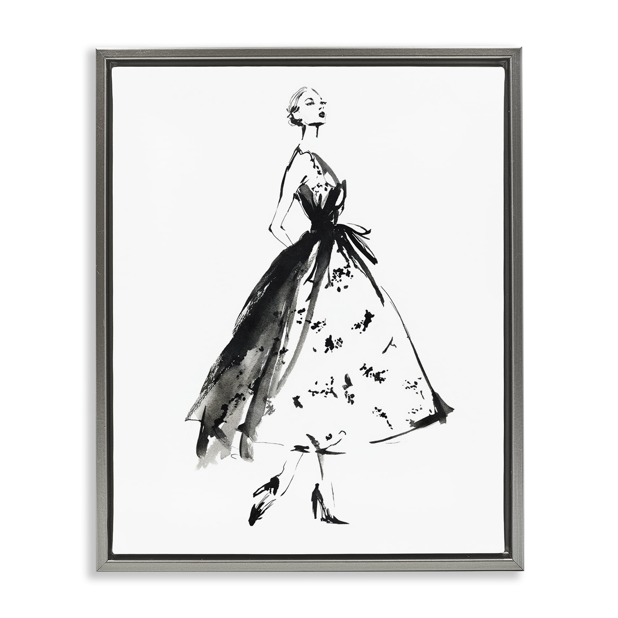 Stupell Industries Ethereal Couture Contour Gray Framed Floater Canvas Wall Art, design by Svetlana Aleynikova